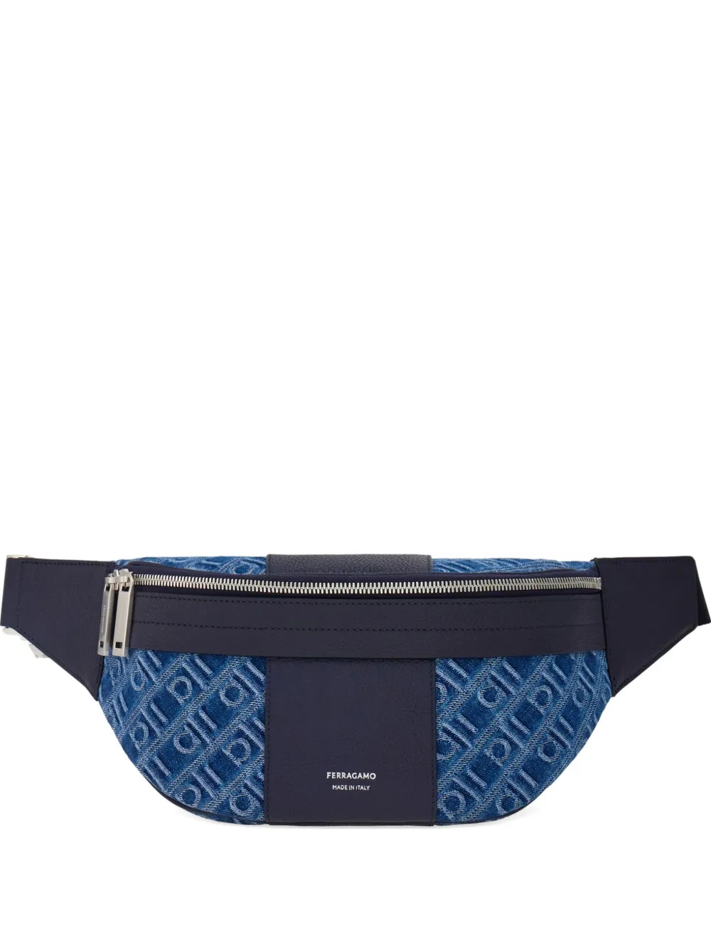 Ferragamo Marsupio con monogramma jacquard - Blu