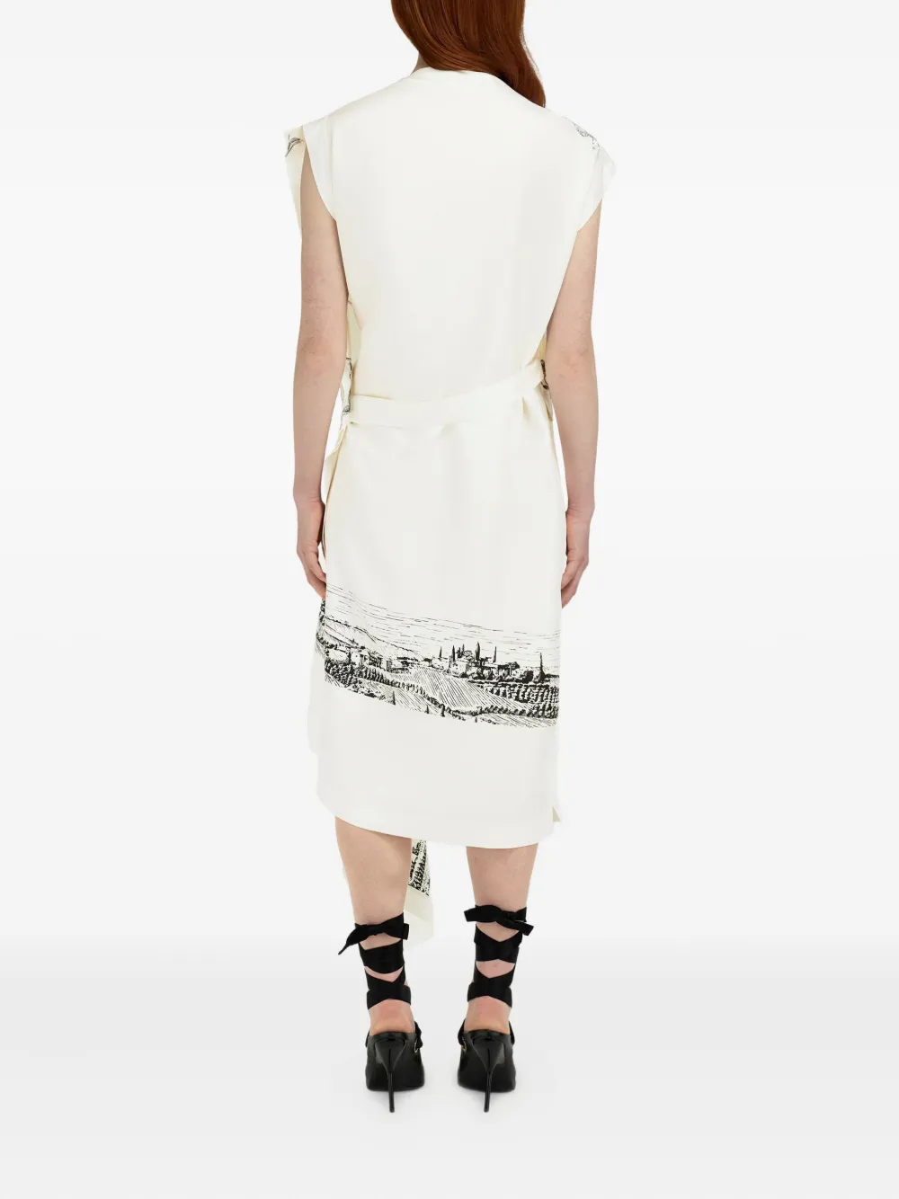 Ferragamo Midi-jurk met bloemenprint Wit