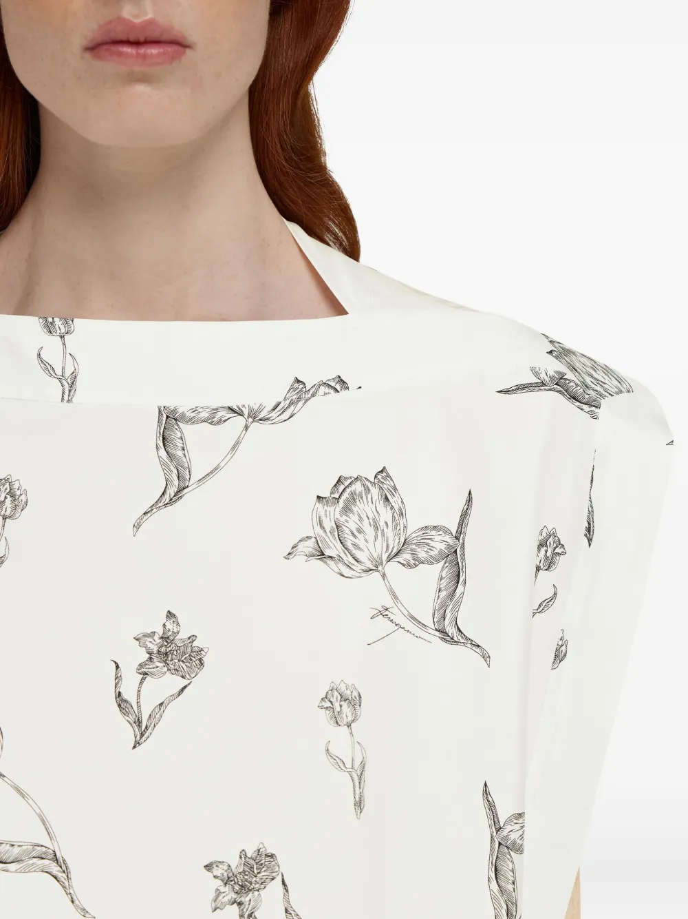 Ferragamo Midi-jurk met bloemenprint Wit