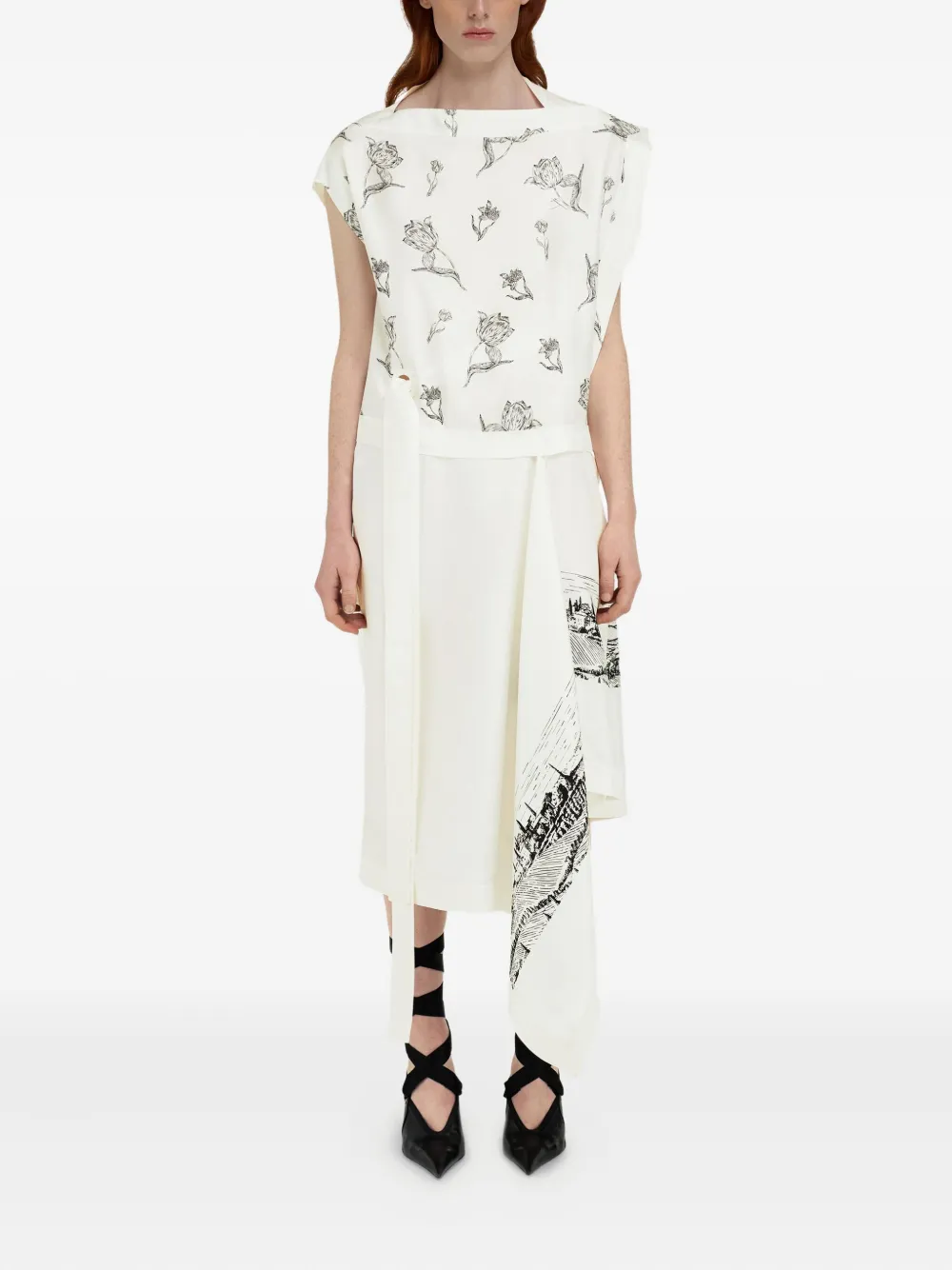 Ferragamo Midi-jurk met bloemenprint - Wit
