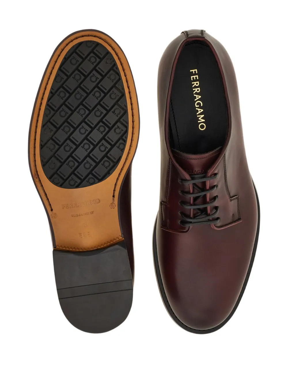 Ferragamo lace-up leather derby shoes Red
