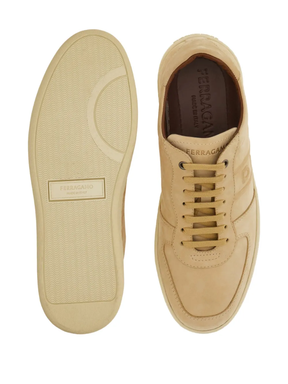 Ferragamo logo leather low-top sneakers Neutrals