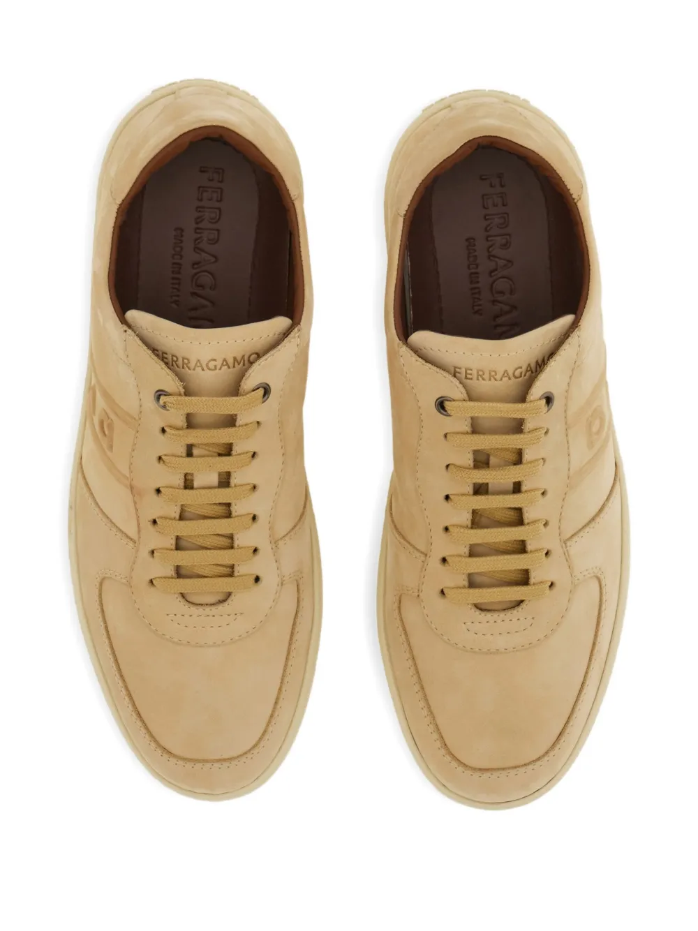 Ferragamo logo leather low-top sneakers Neutrals