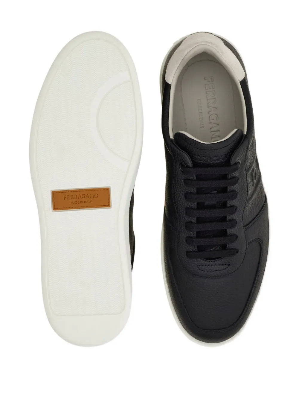 Ferragamo leather trainers Black