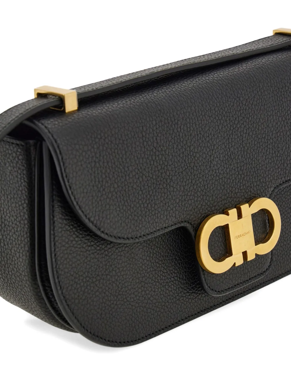 Ferragamo Double Gancini crossbodytas Zwart