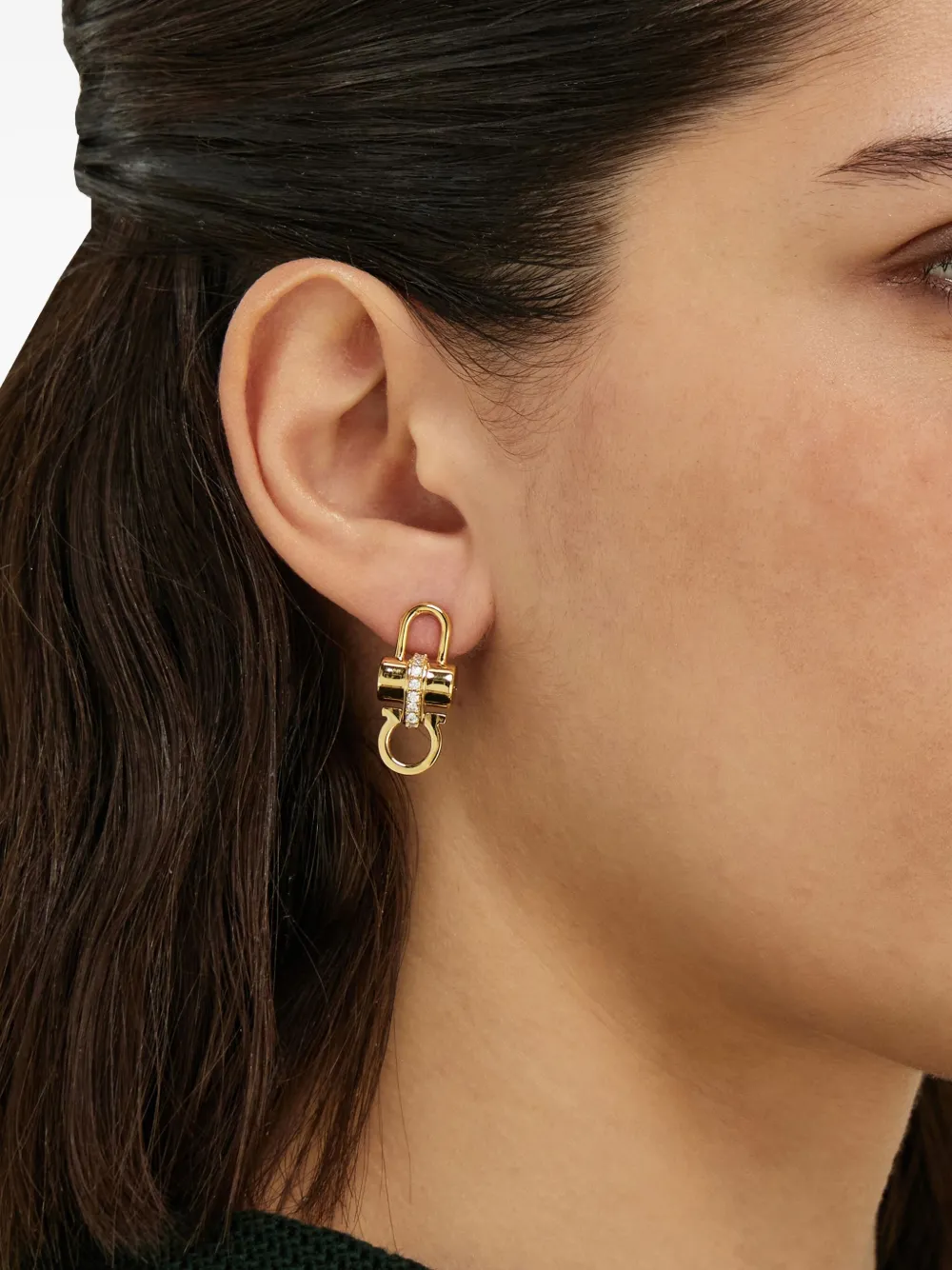 Ferragamo aretes de candado con detalles de cristal | Image 2