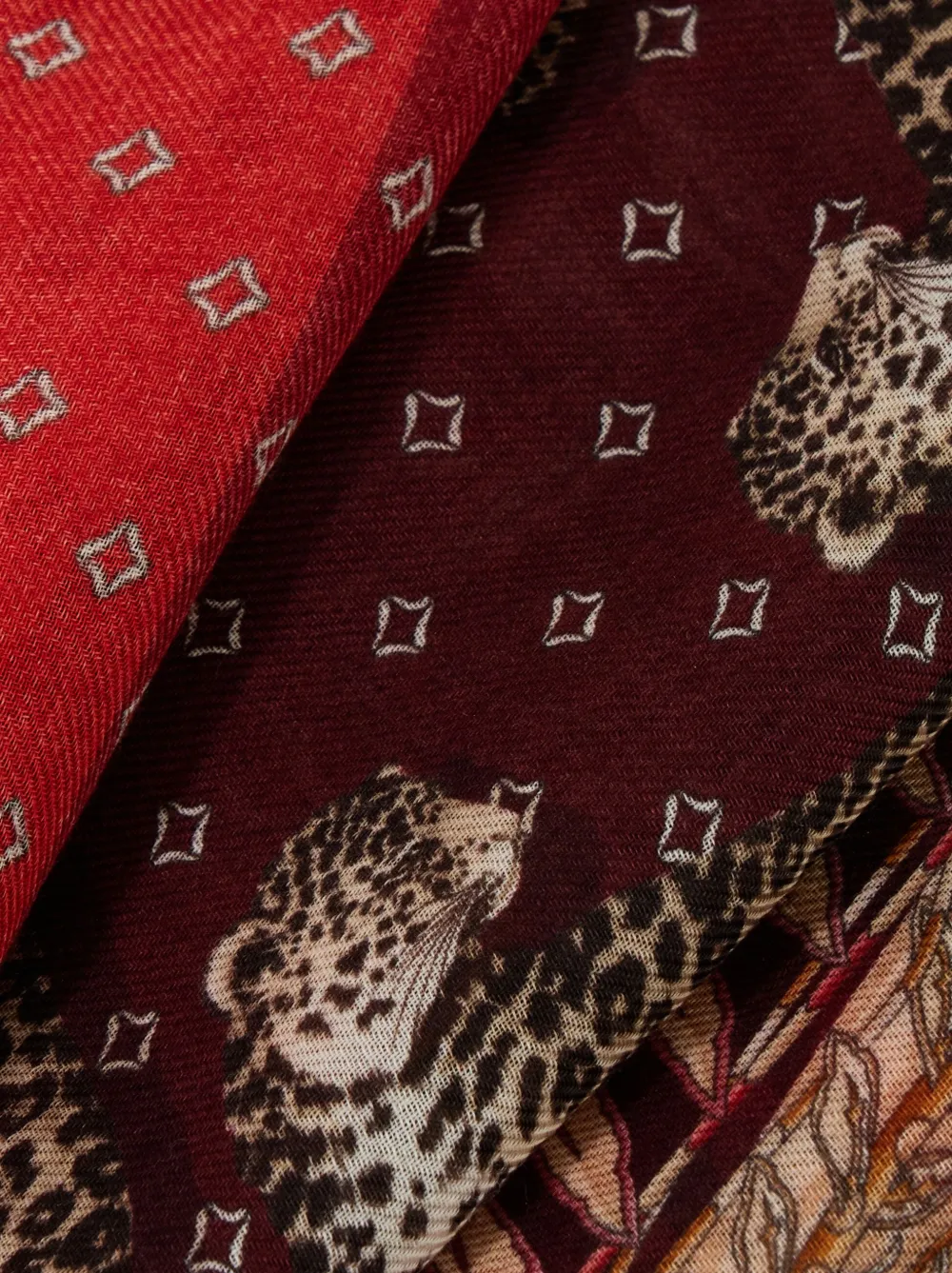 Ferragamo Kasjmier sjaal met Madras-print Rood