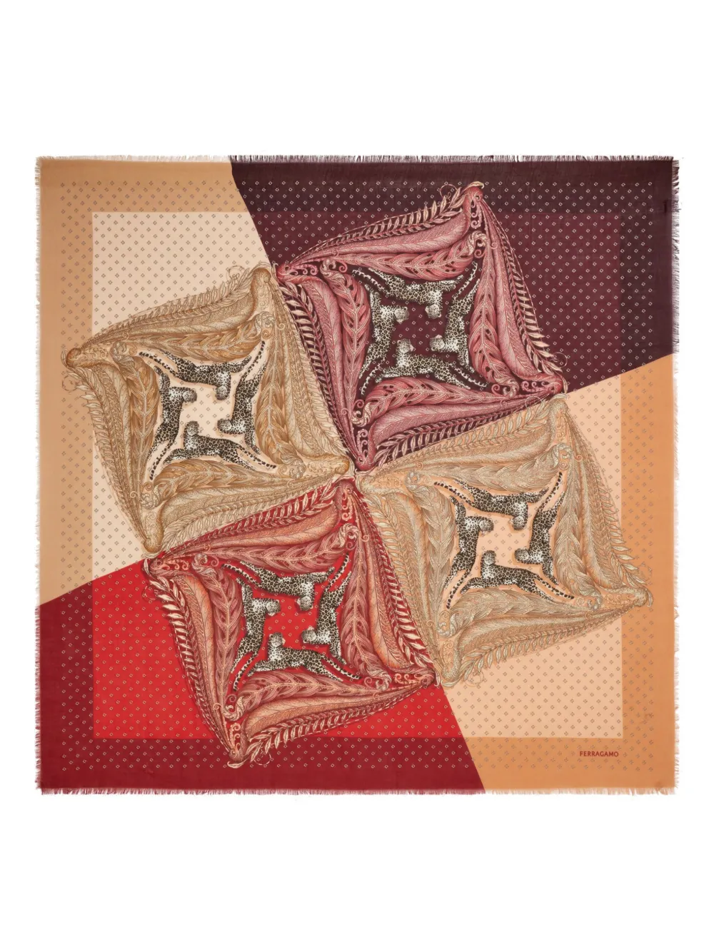 Ferragamo Madras-print cashmere scarf | Red | Image 1