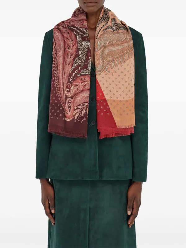 Ferragamo Madras-print Cashmere Scarf Red FARFETCH IN