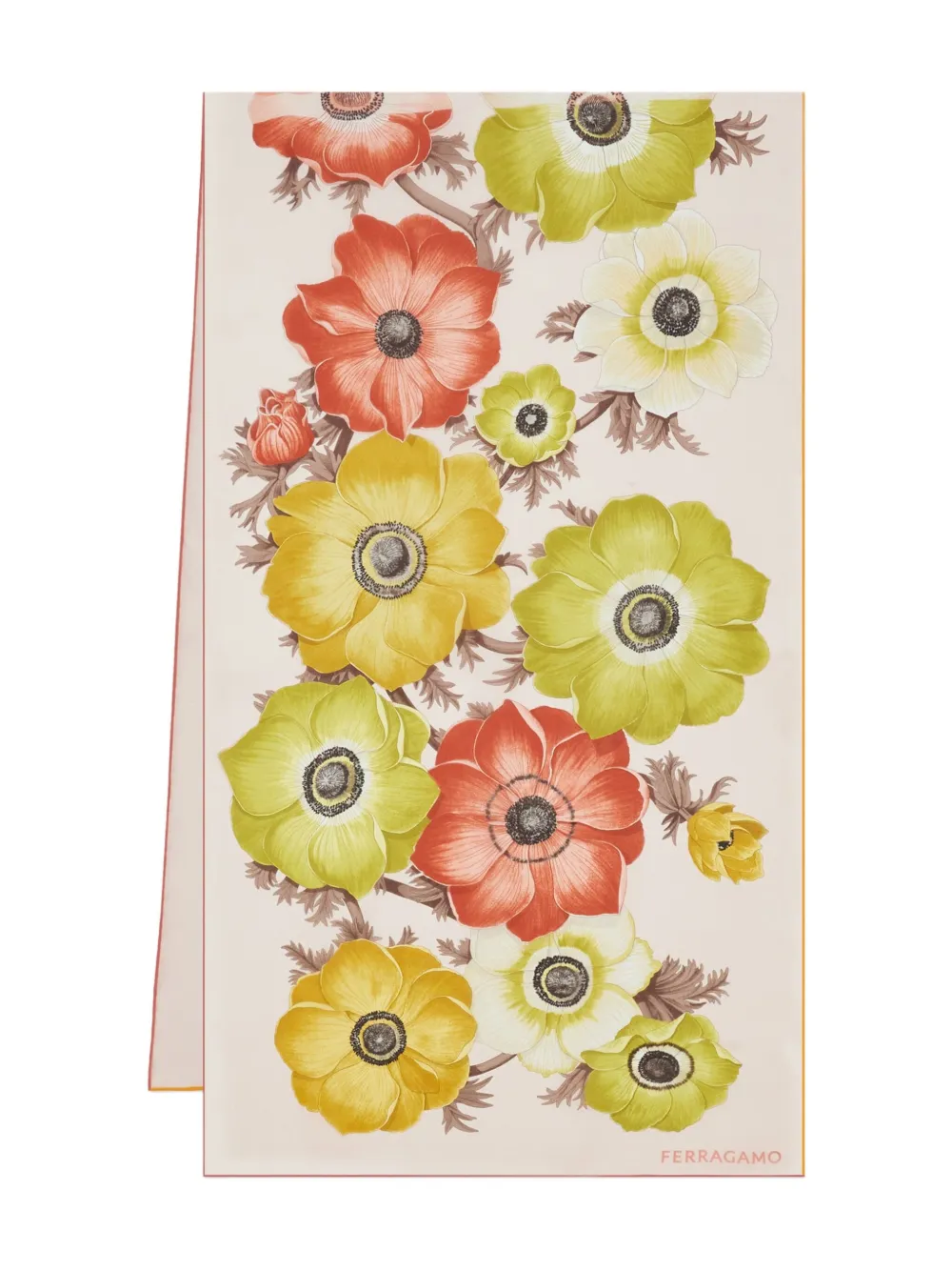 Ferragamo Anemone Print Silk Scarf