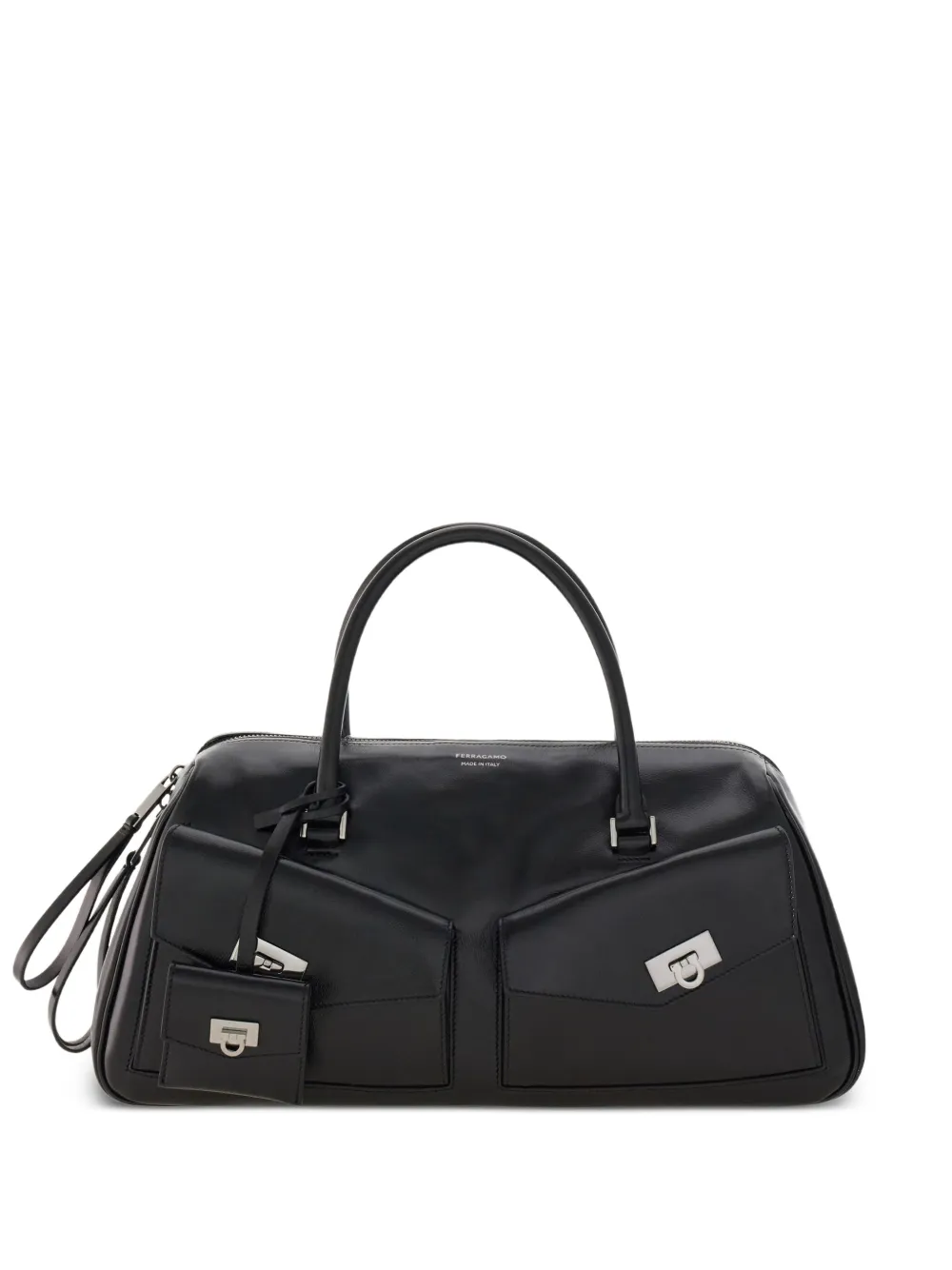 Ferragamo medium leather flap-pockets tote bag Zwart