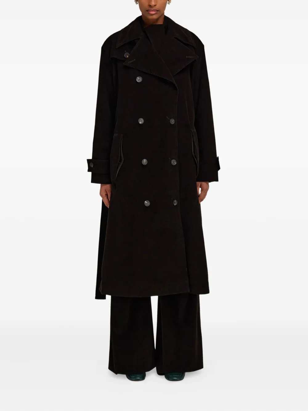 Ferragamo Ribfluwelen trenchcoat Bruin