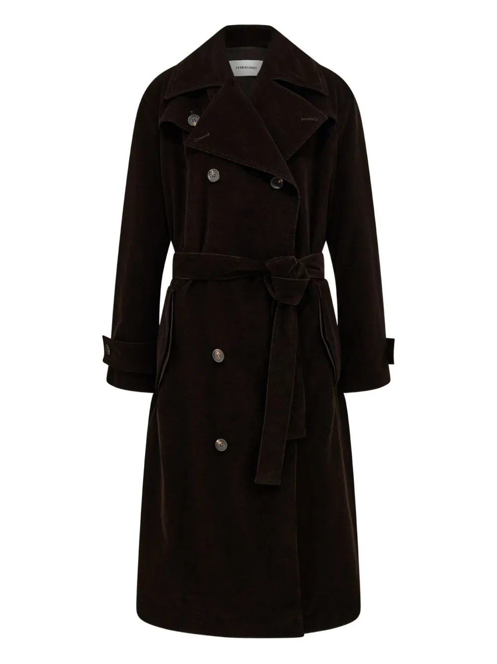 Ferragamo Ribfluwelen trenchcoat Bruin
