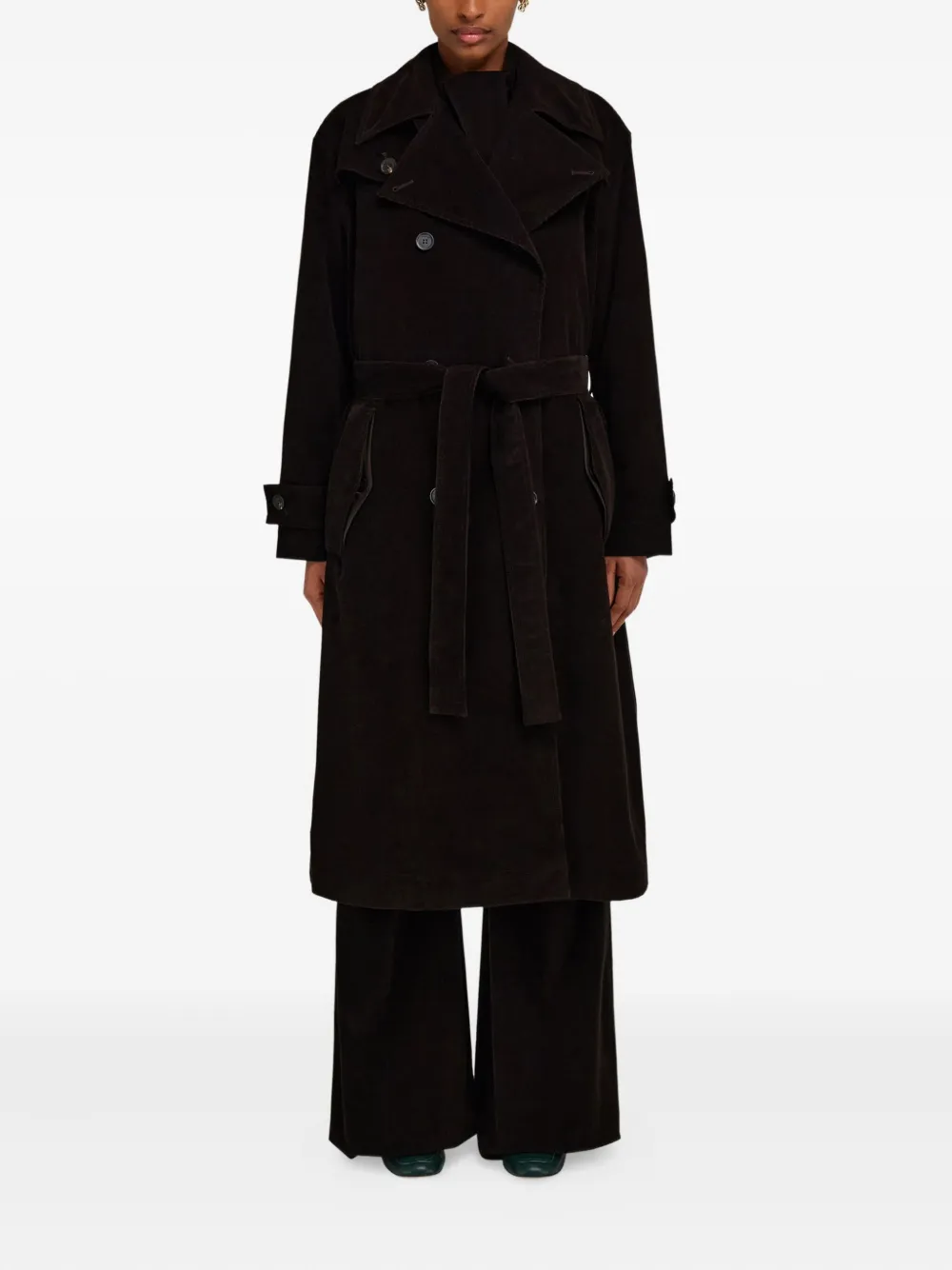 Ferragamo Ribfluwelen trenchcoat Bruin