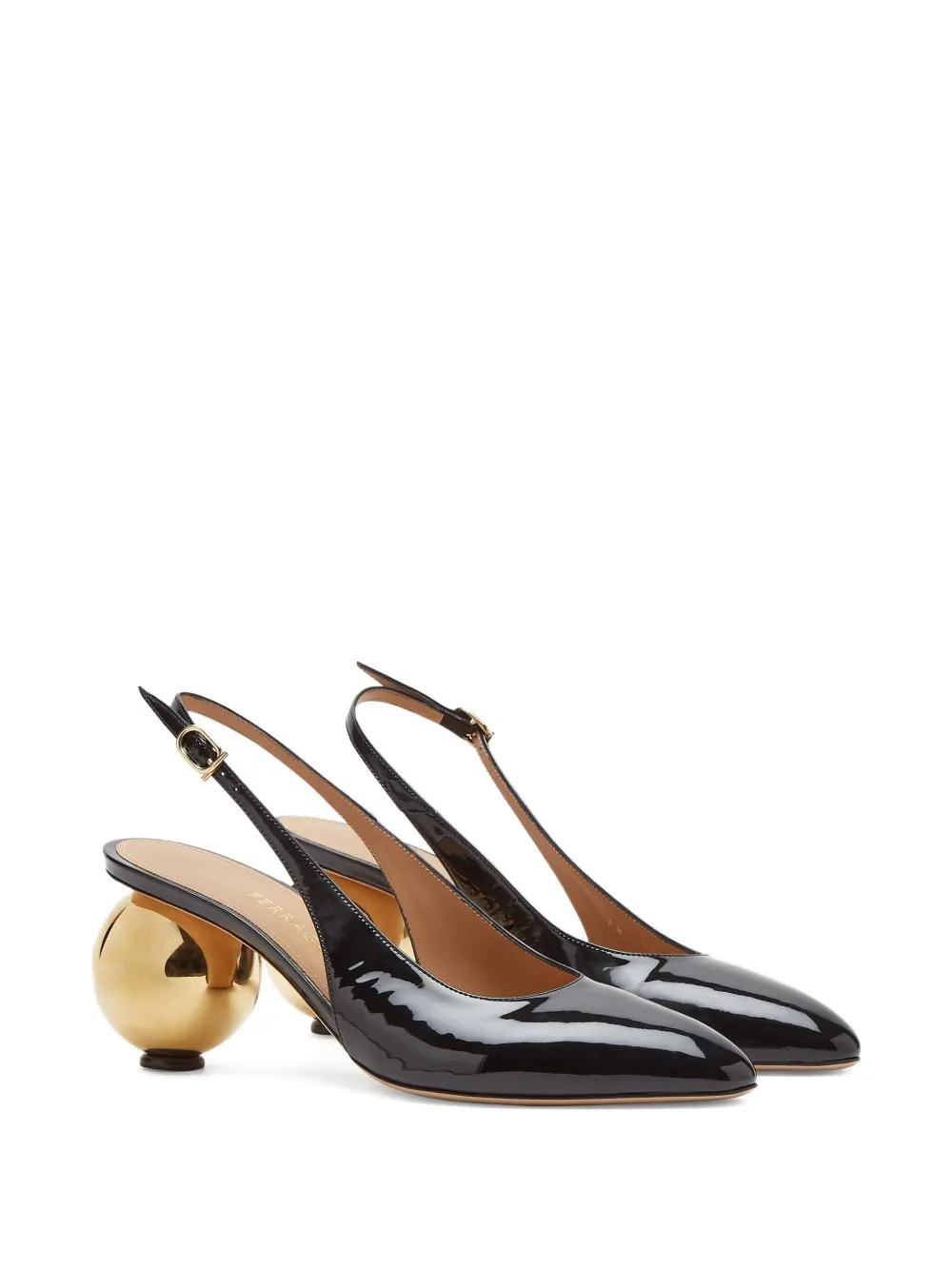 Ferragamo 55 mm pumps met bolvormige hak Zwart