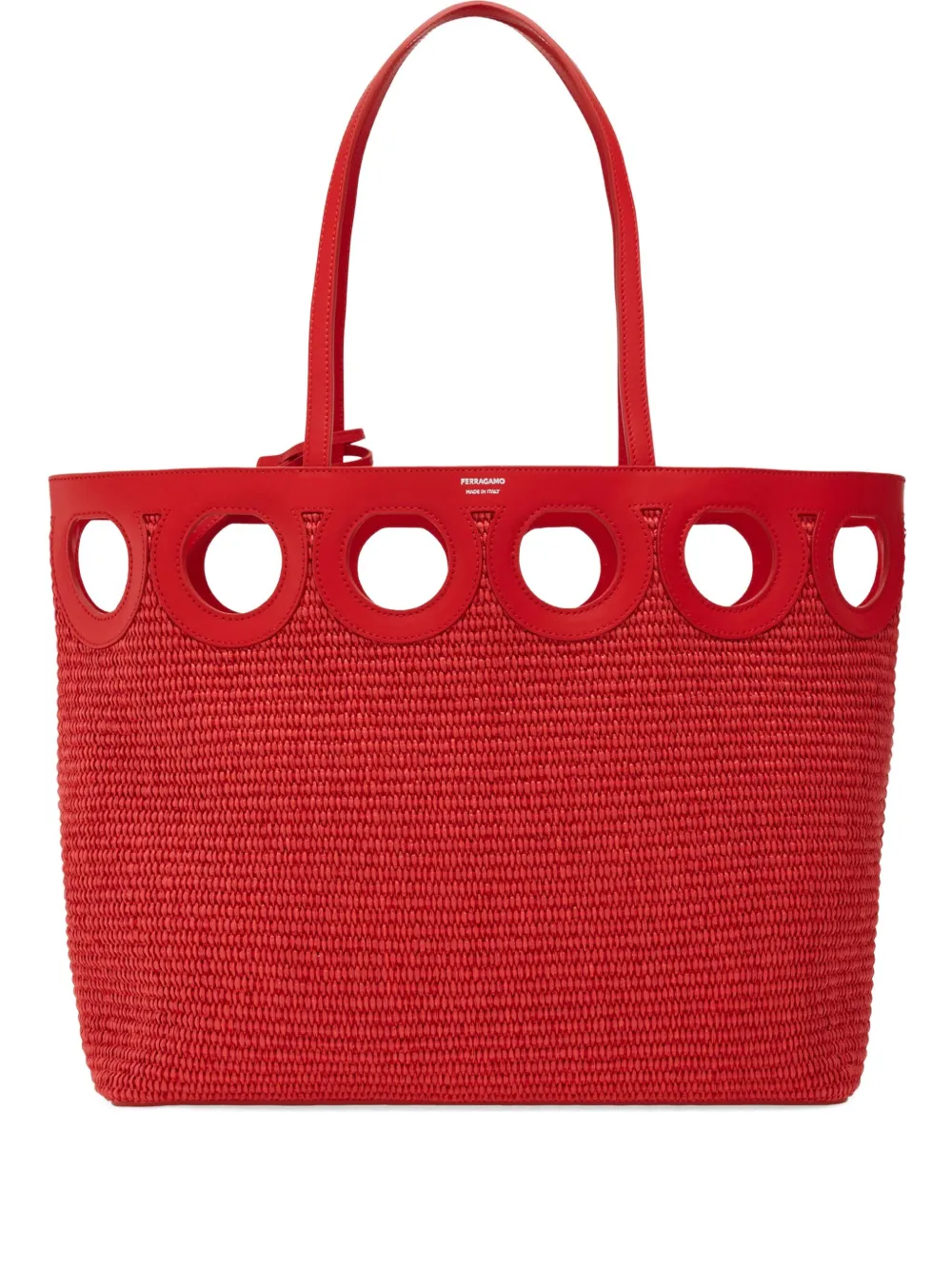 Ferragamo large raffia tote bag | Red | Image 1