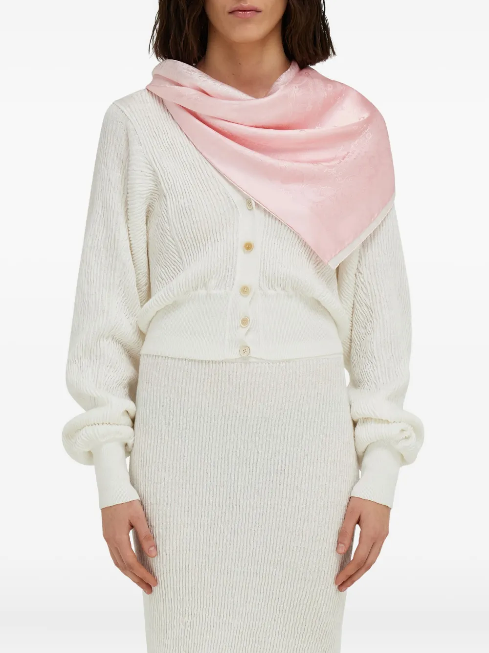 Ferragamo Silk Jacquard Scarf With Palazzo Motif