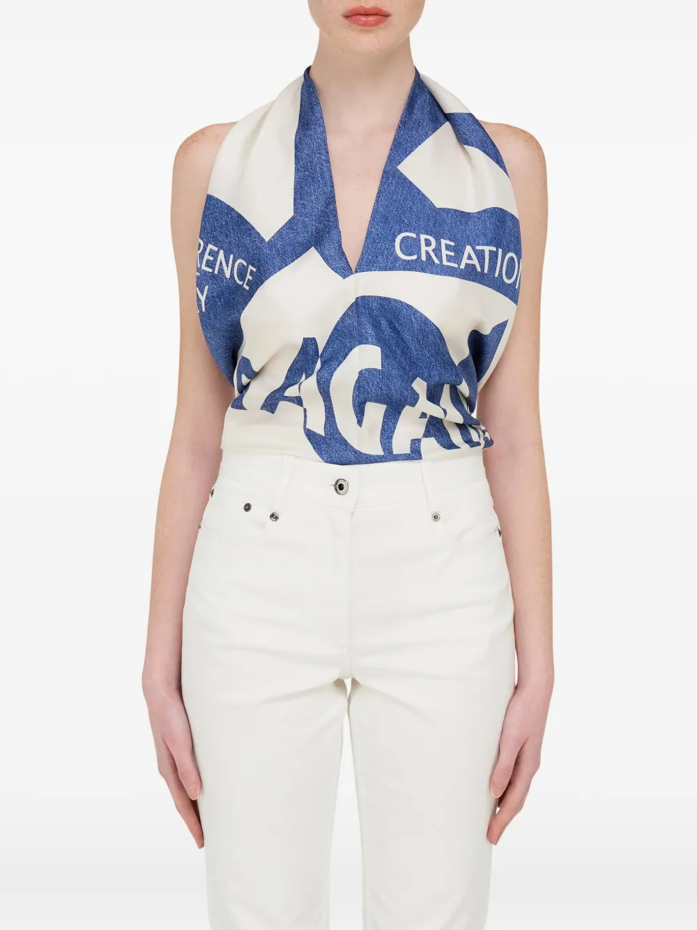 Ferragamo Zijden sjaal met Venna-print Blauw