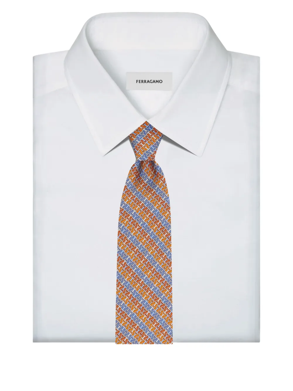 Ferragamo Gancini stropdas met kettingprint Oranje