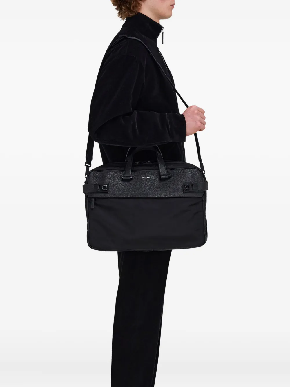 Ferragamo Aktetas met Gancini-patroon Zwart