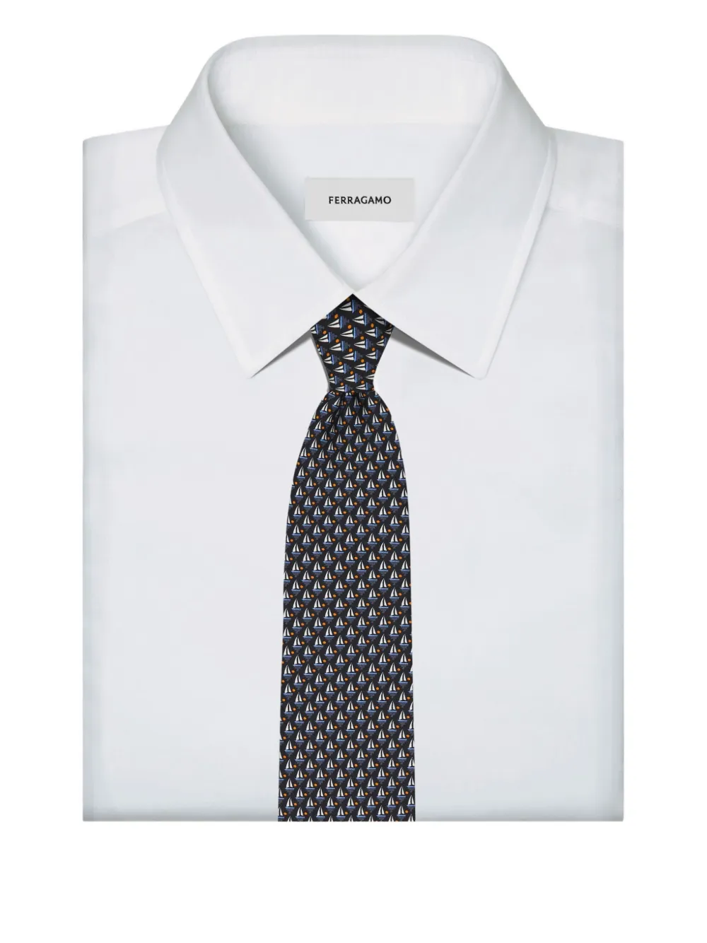 Ferragamo Stropdas met patroon Zwart
