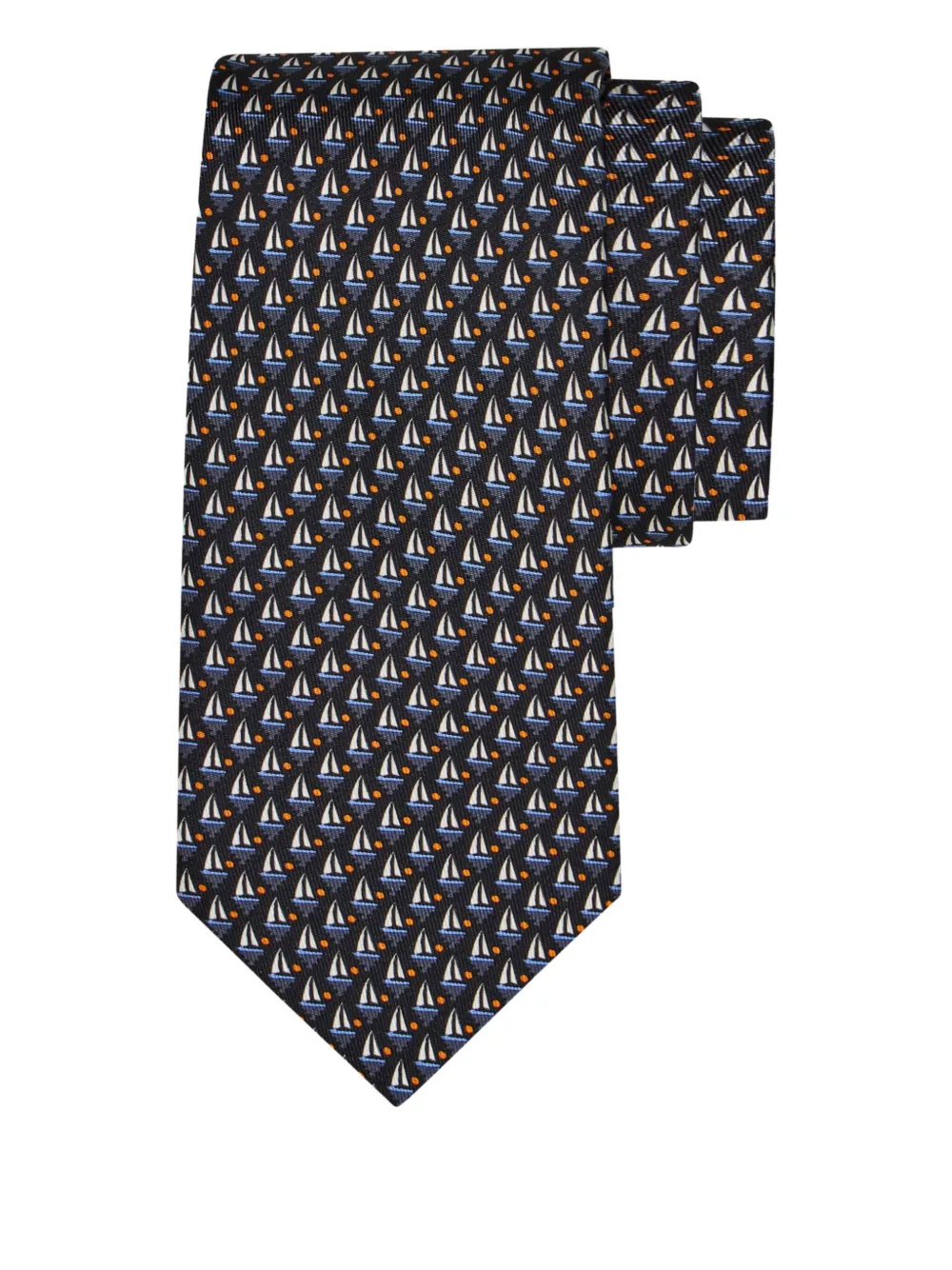 Ferragamo sailboat-patterned tie | Black | Image 1