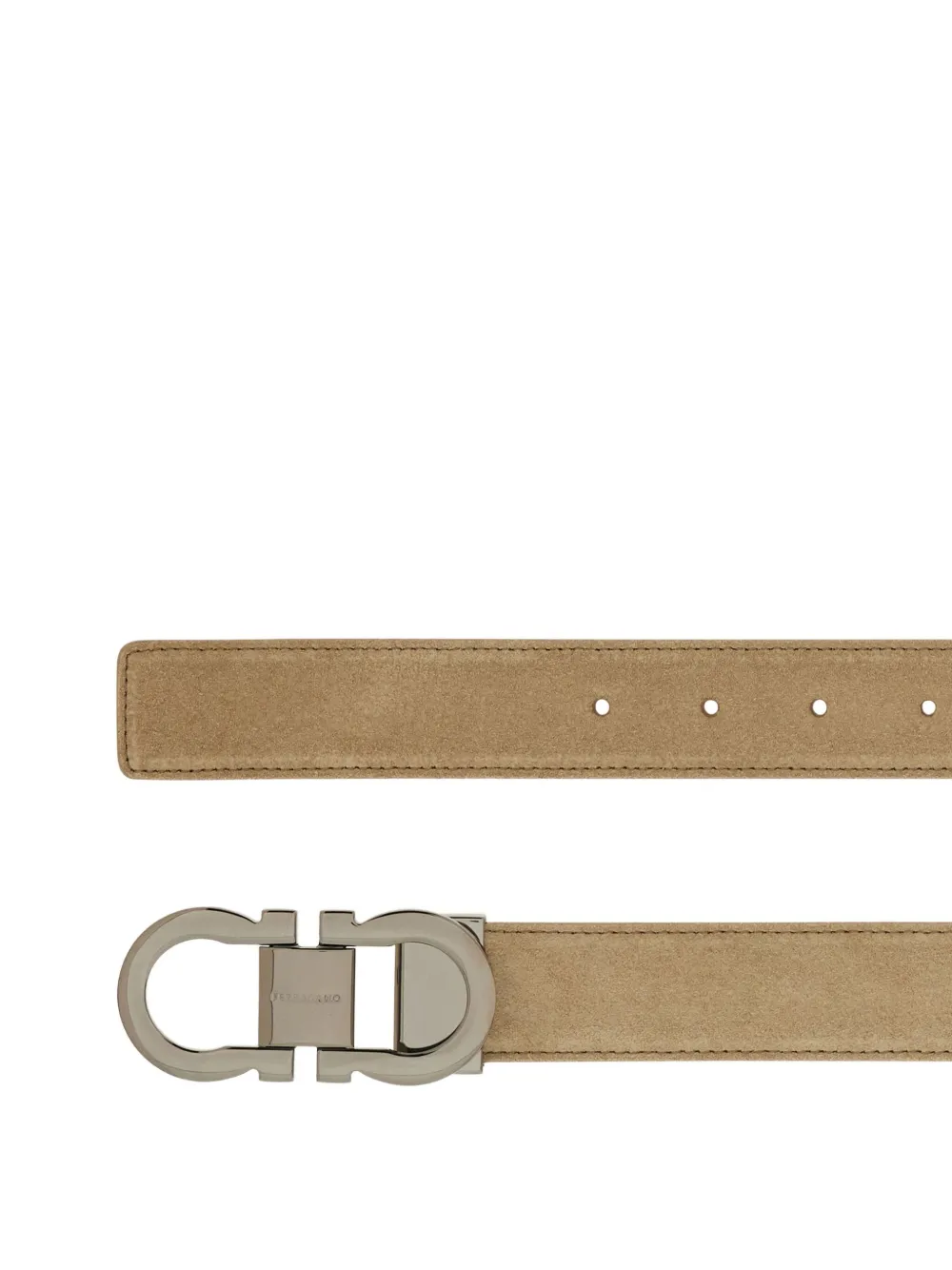Ferragamo Gancini-buckle suede belt - Beige