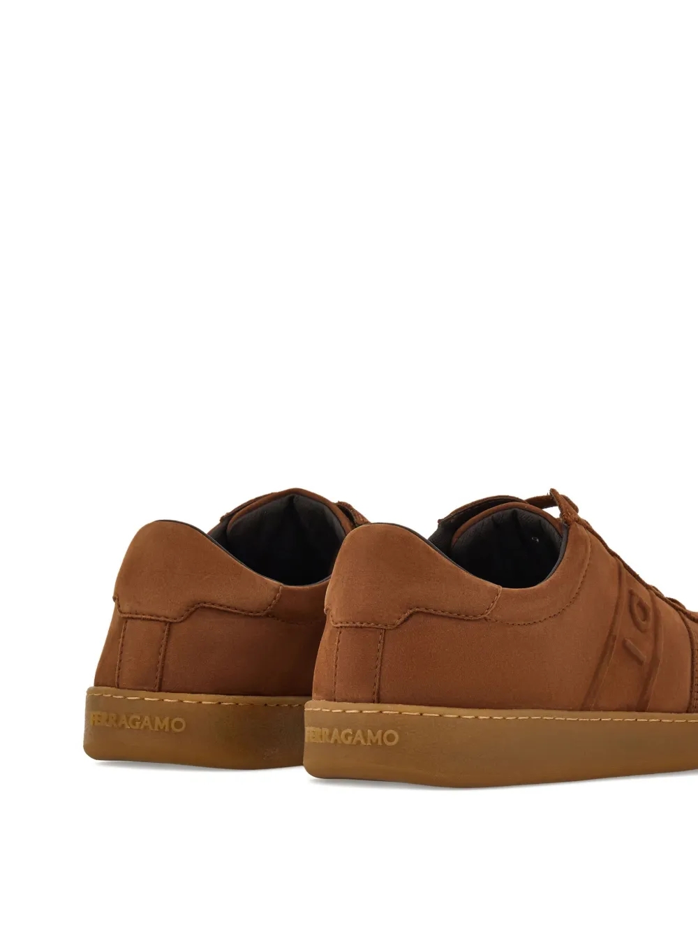 Ferragamo logo leather low-top sneakers Brown