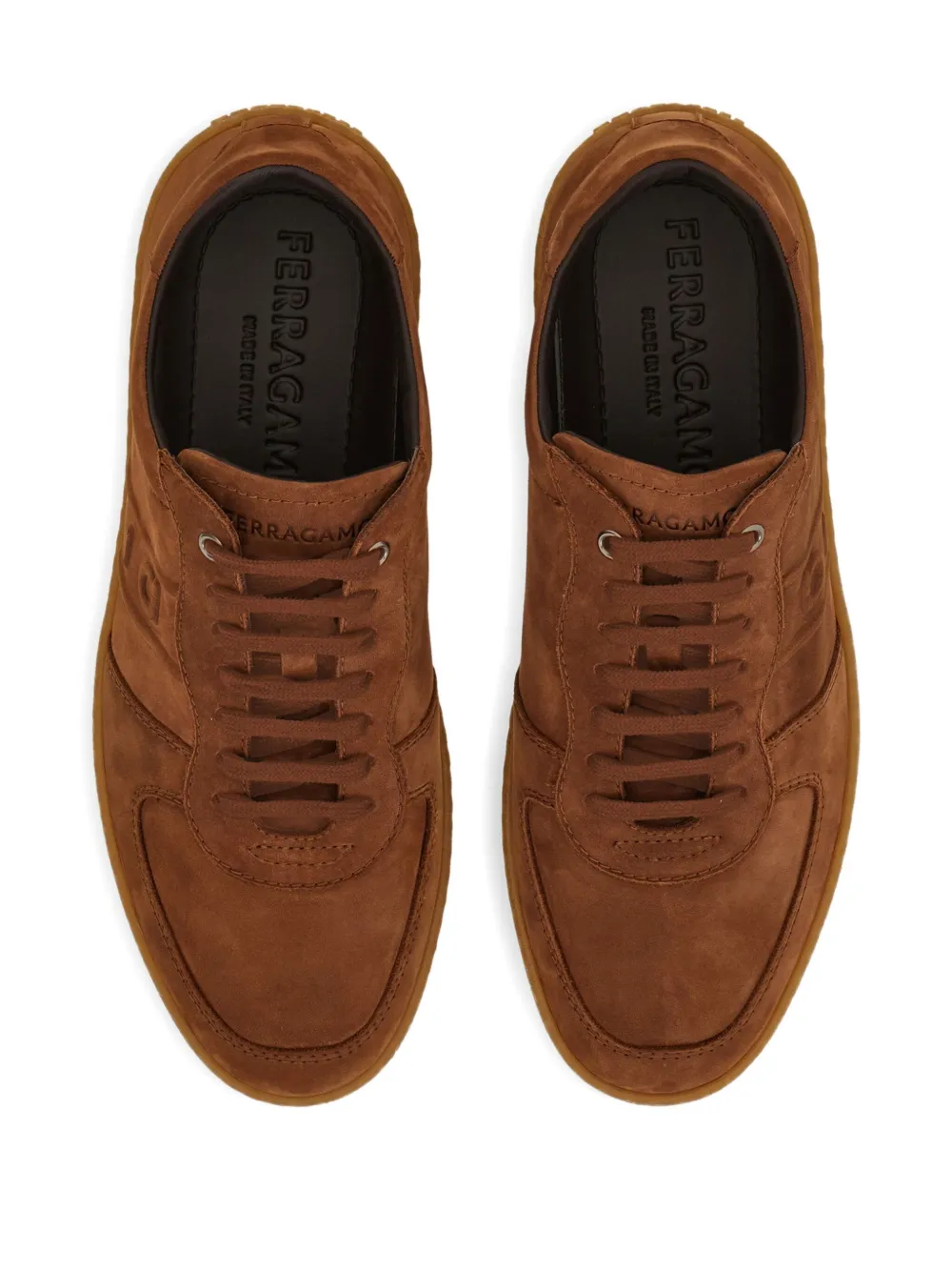 Ferragamo logo leather low-top sneakers Brown