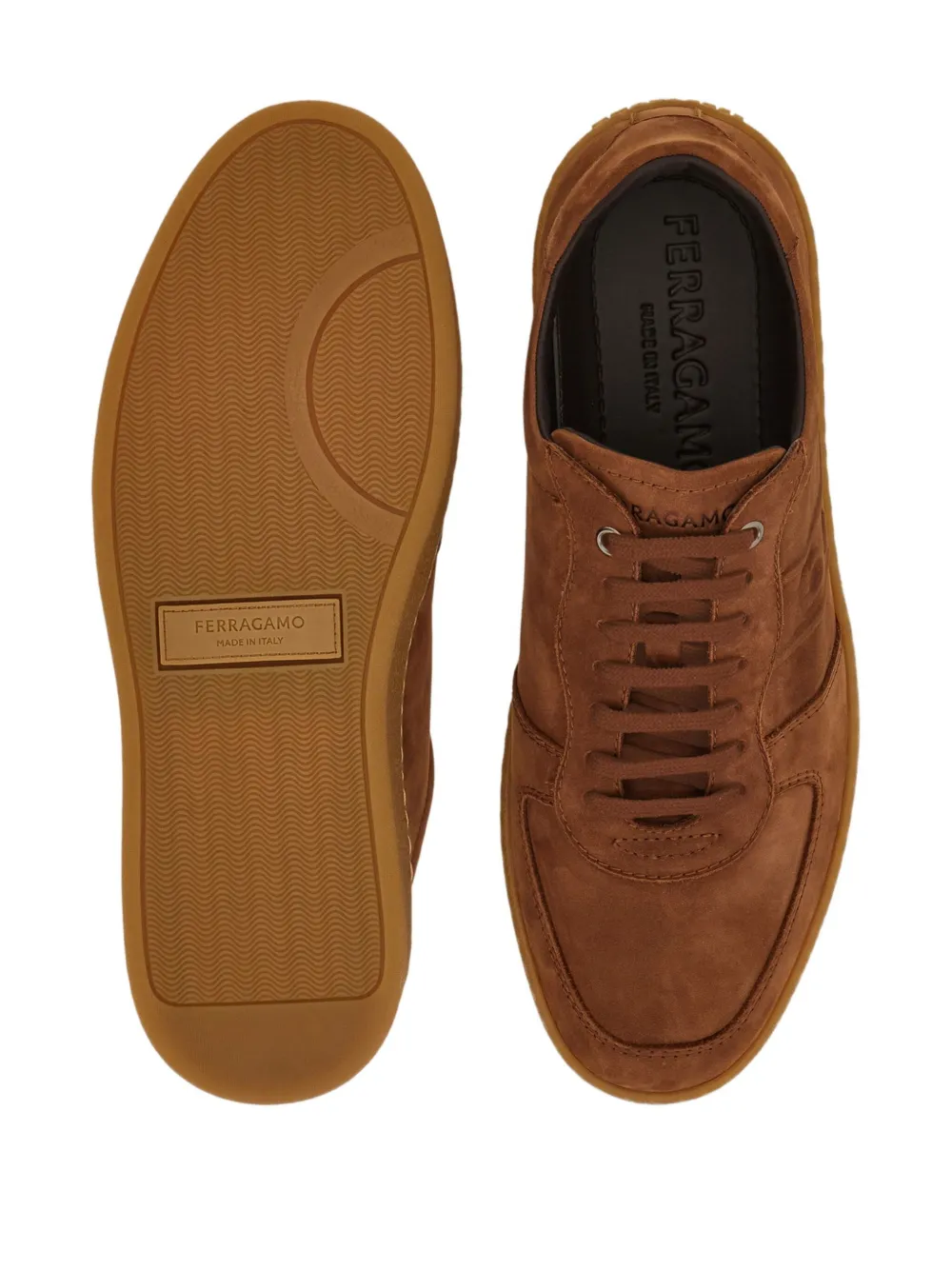 Ferragamo logo leather low-top sneakers Brown