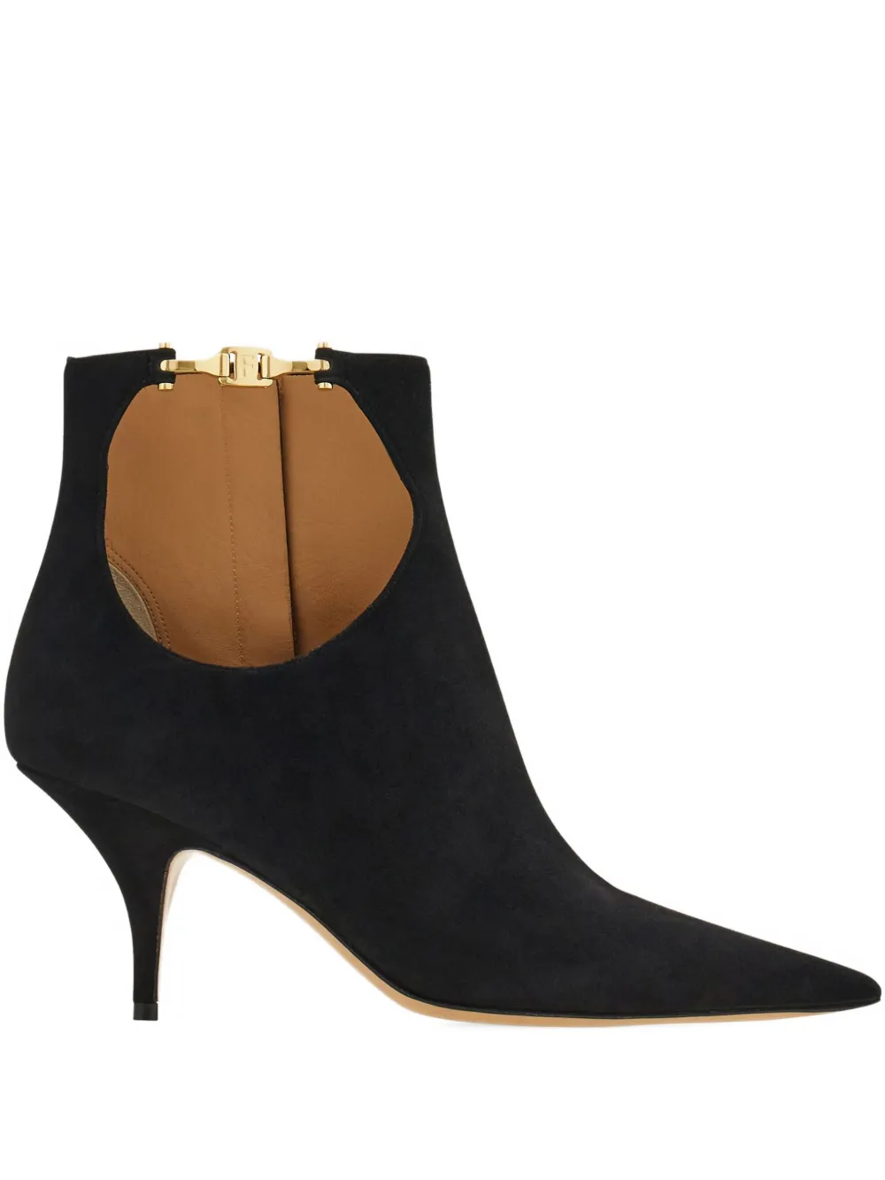 Ferragamo 70 mm leren laarzen met uitgesneden details Zwart