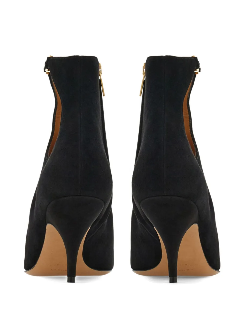 Ferragamo 70 mm leren laarzen met uitgesneden details Zwart