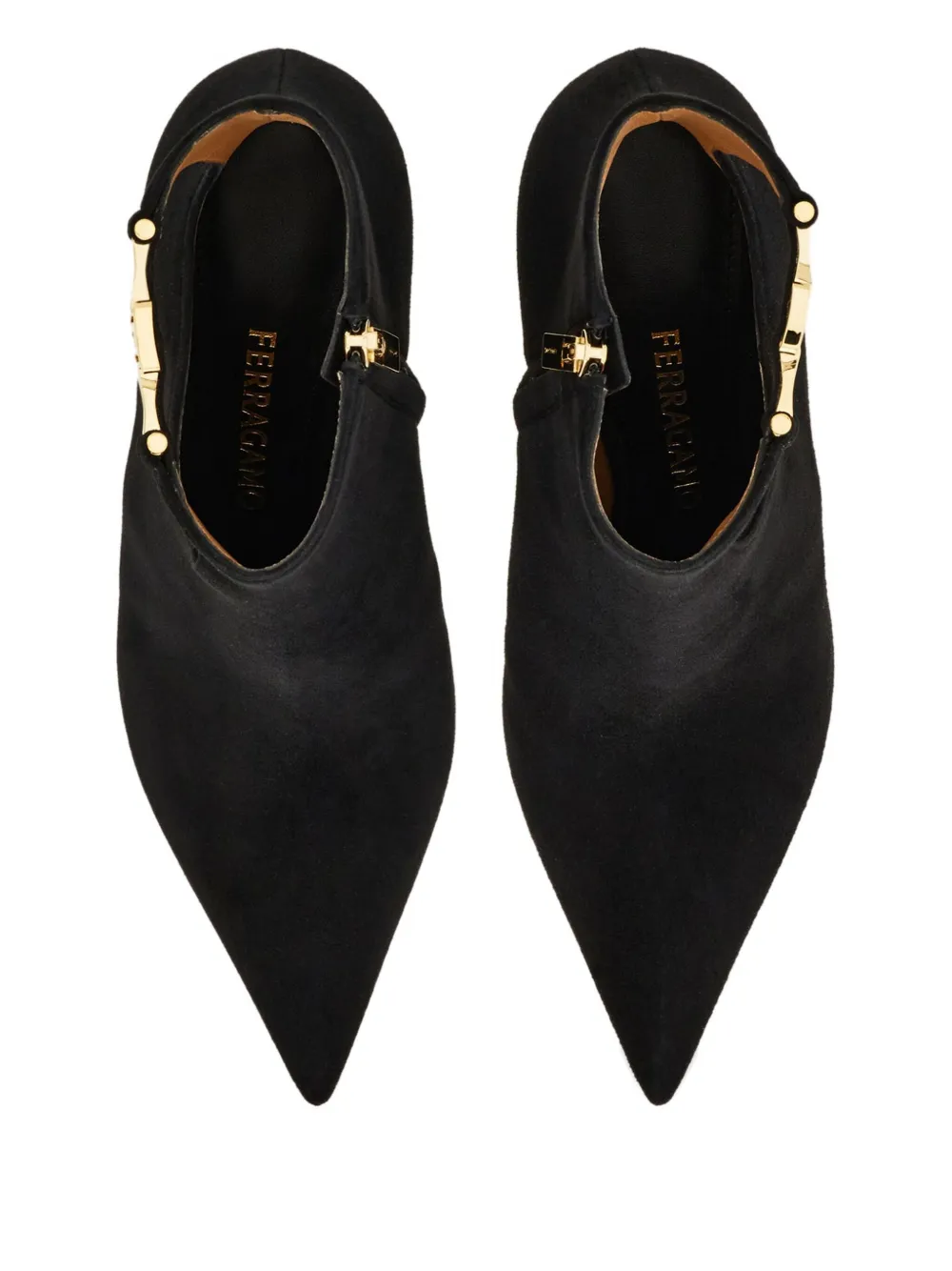 Ferragamo 70 mm leren laarzen met uitgesneden details Zwart