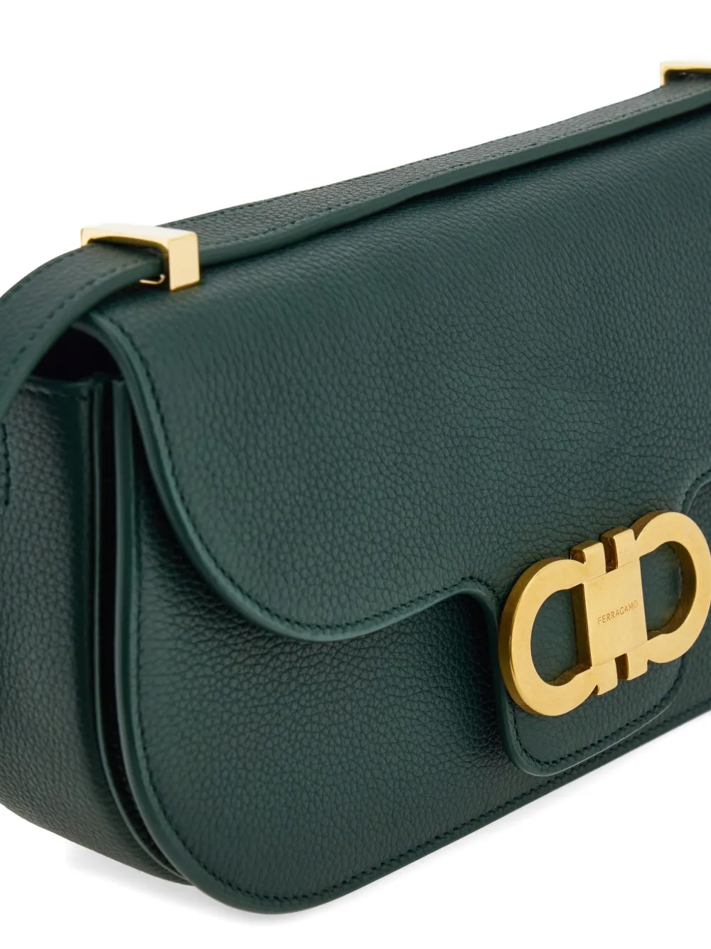 Ferragamo Double Gancini crossbodytas Groen