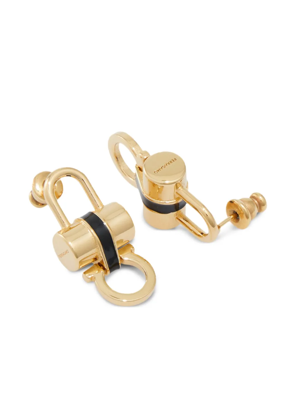 Ferragamo Padlock Earrings With Resin Detail In Gold