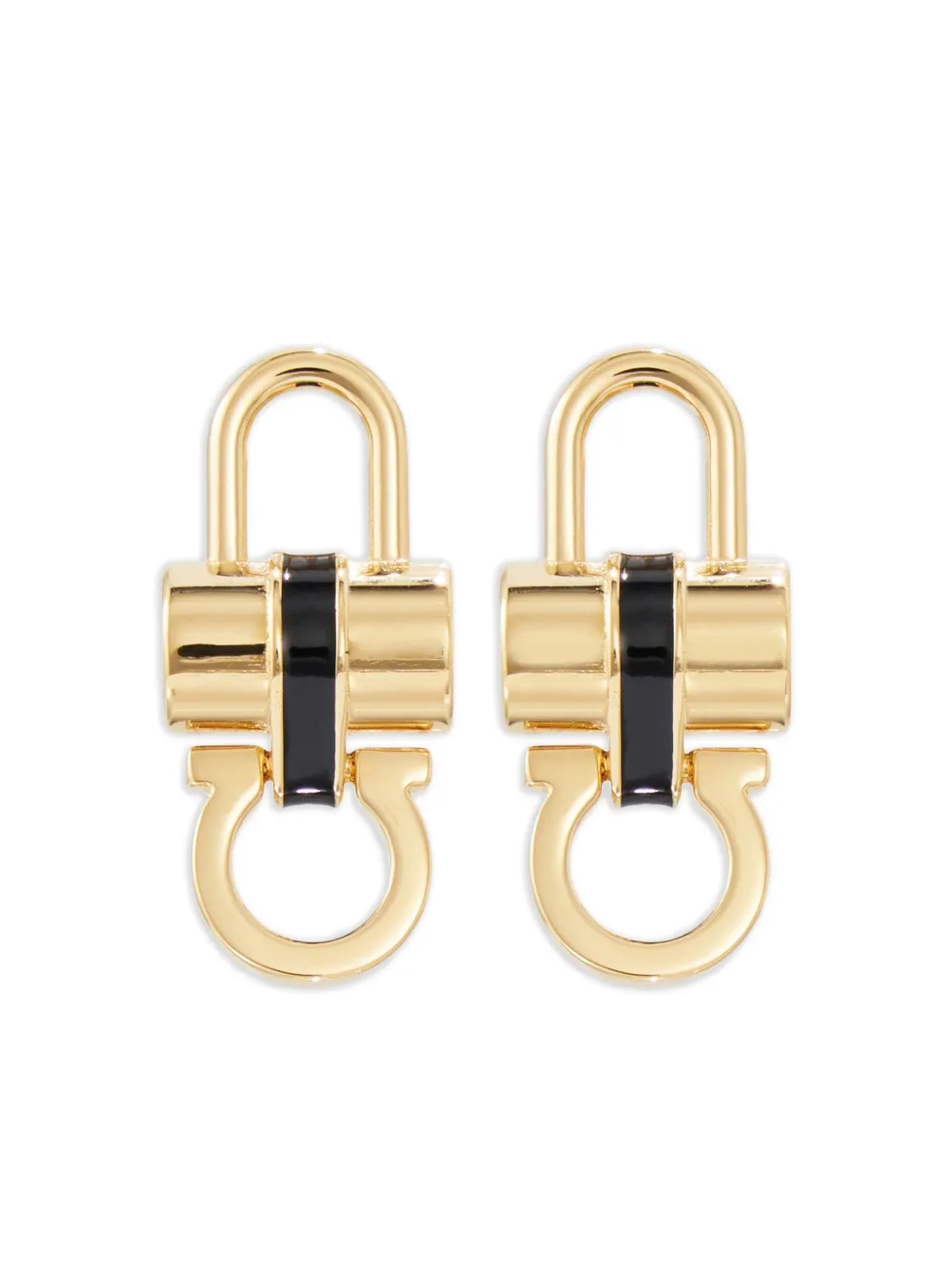 Ferragamo Padlock Earrings With Resin Detail In Gold