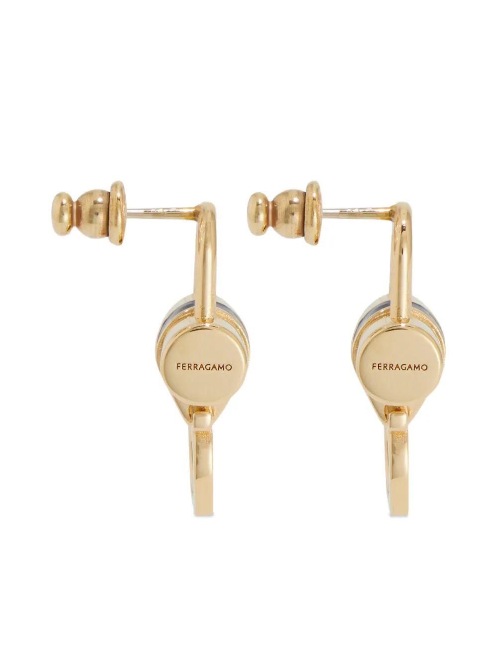 Ferragamo Padlock Earrings With Resin Detail In Gold