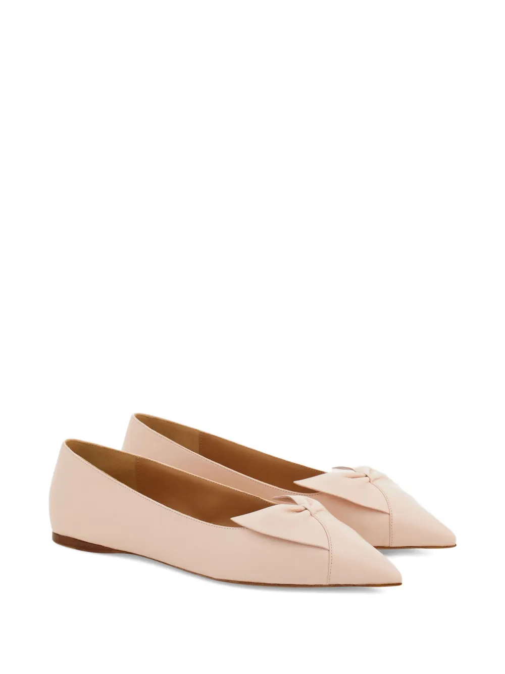 Ferragamo Bow leather ballerina shoes Pink