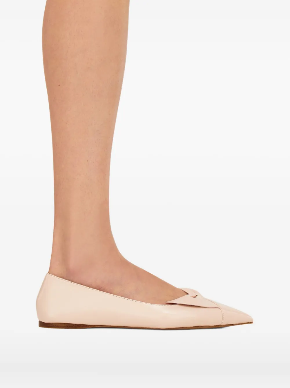 Ferragamo Bow leather ballerina shoes Pink