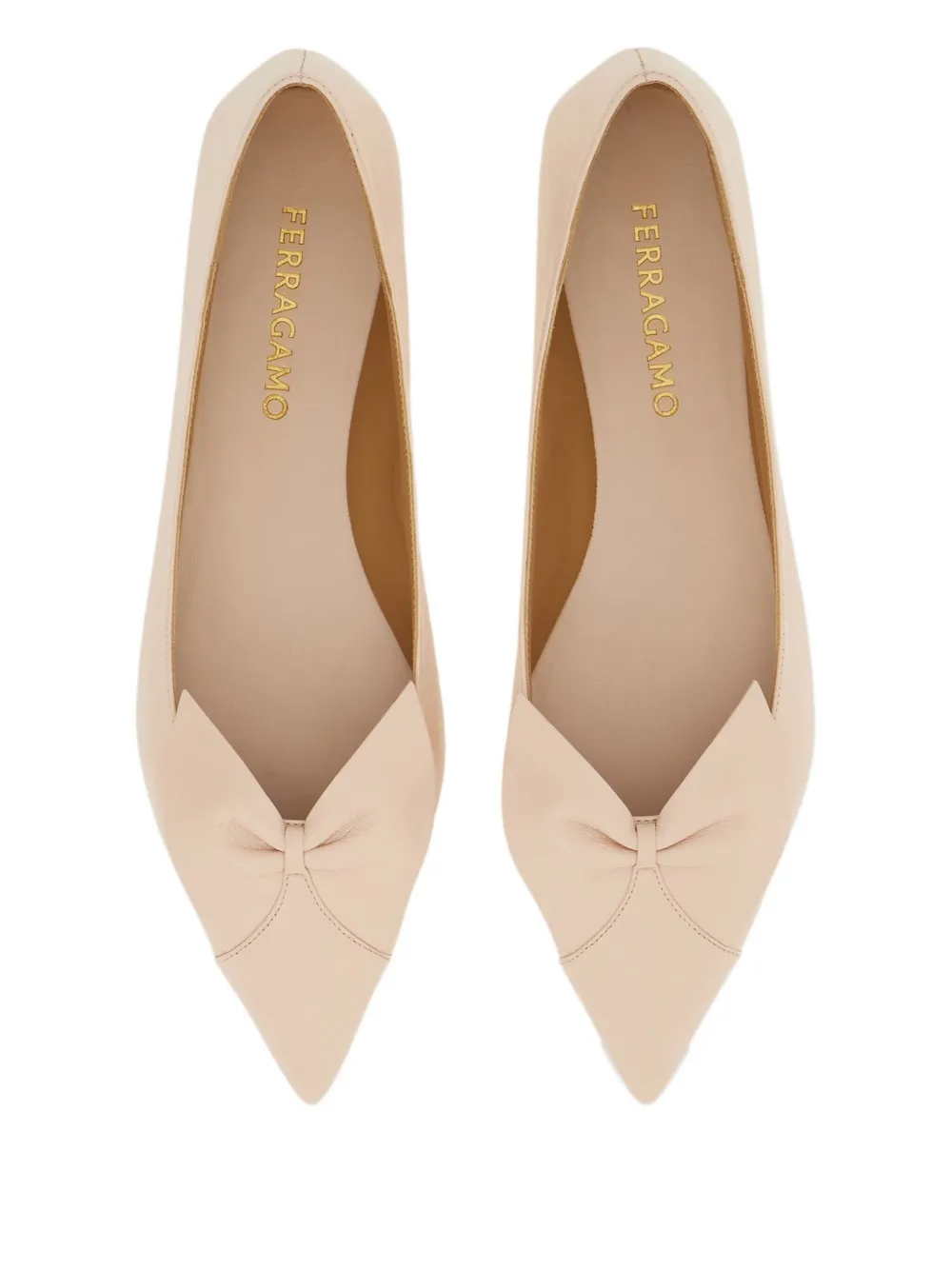 Ferragamo Bow leather ballerina shoes Pink