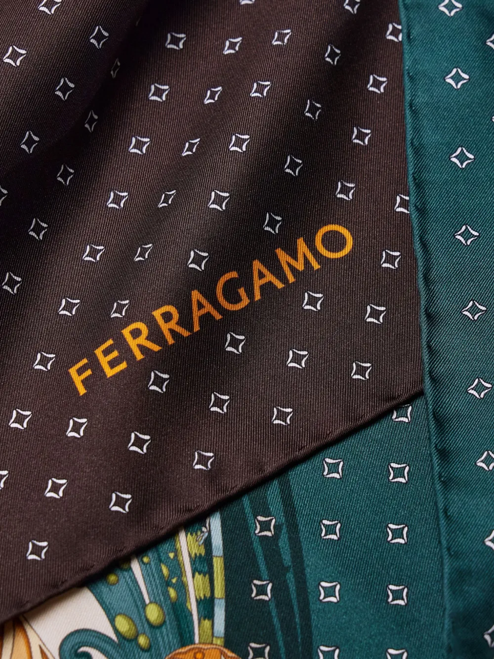 Ferragamo Zijden foulard met Madras-print Groen