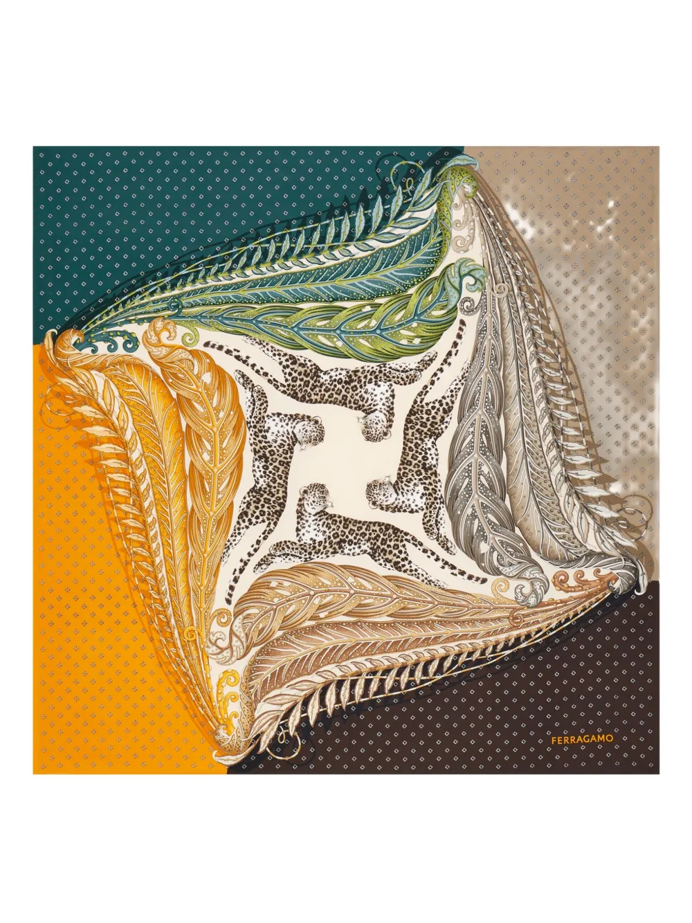 Ferragamo Zijden foulard met Madras-print Groen