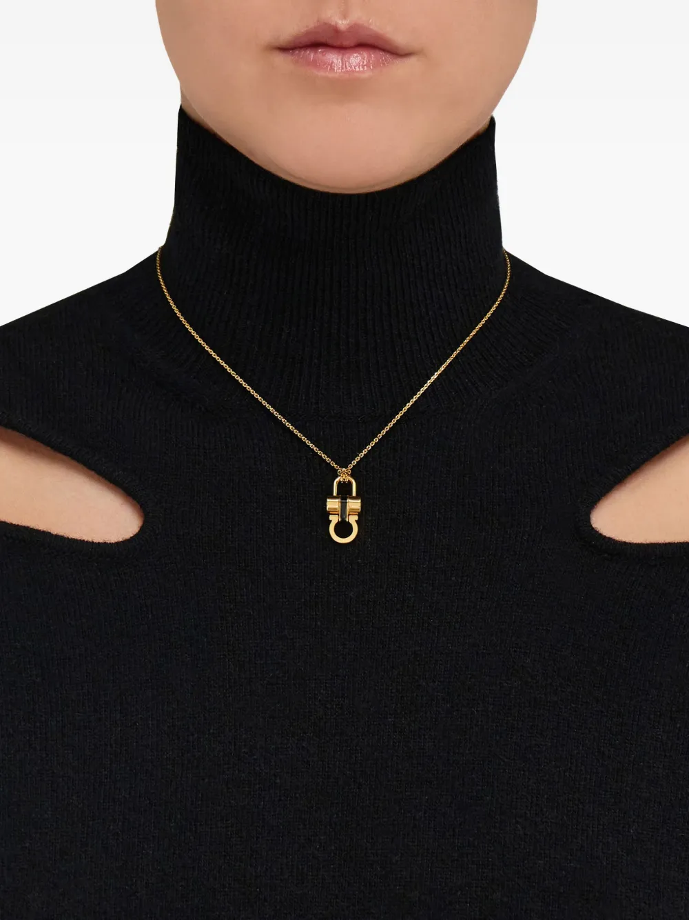 Ferragamo Padlock-pendant Necklace In Gold