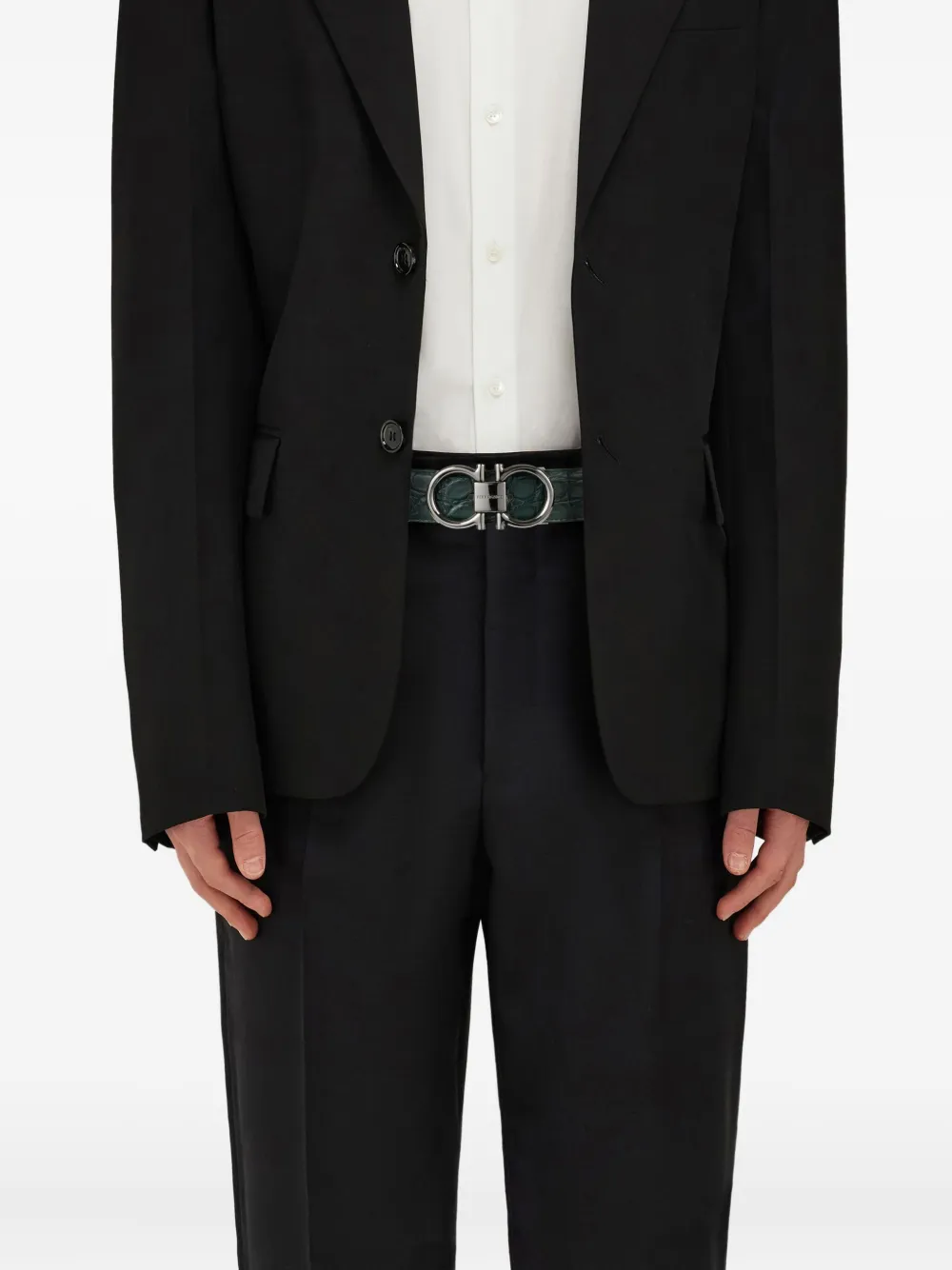 Ferragamo Adjustable Gancini Belt In Green