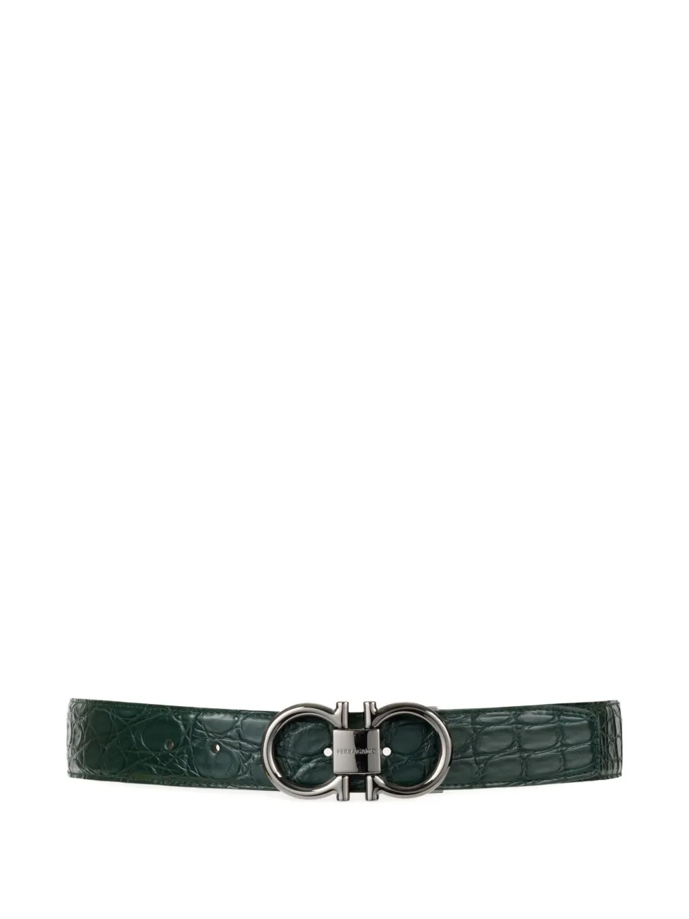 Ferragamo Adjustable Gancini Belt In Green