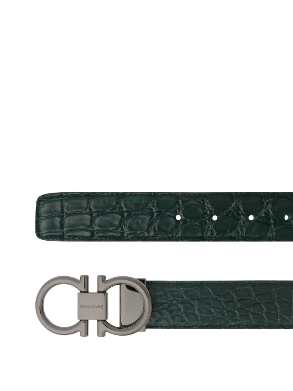 Ferragamo Adjustable Gancini Belt In Green
