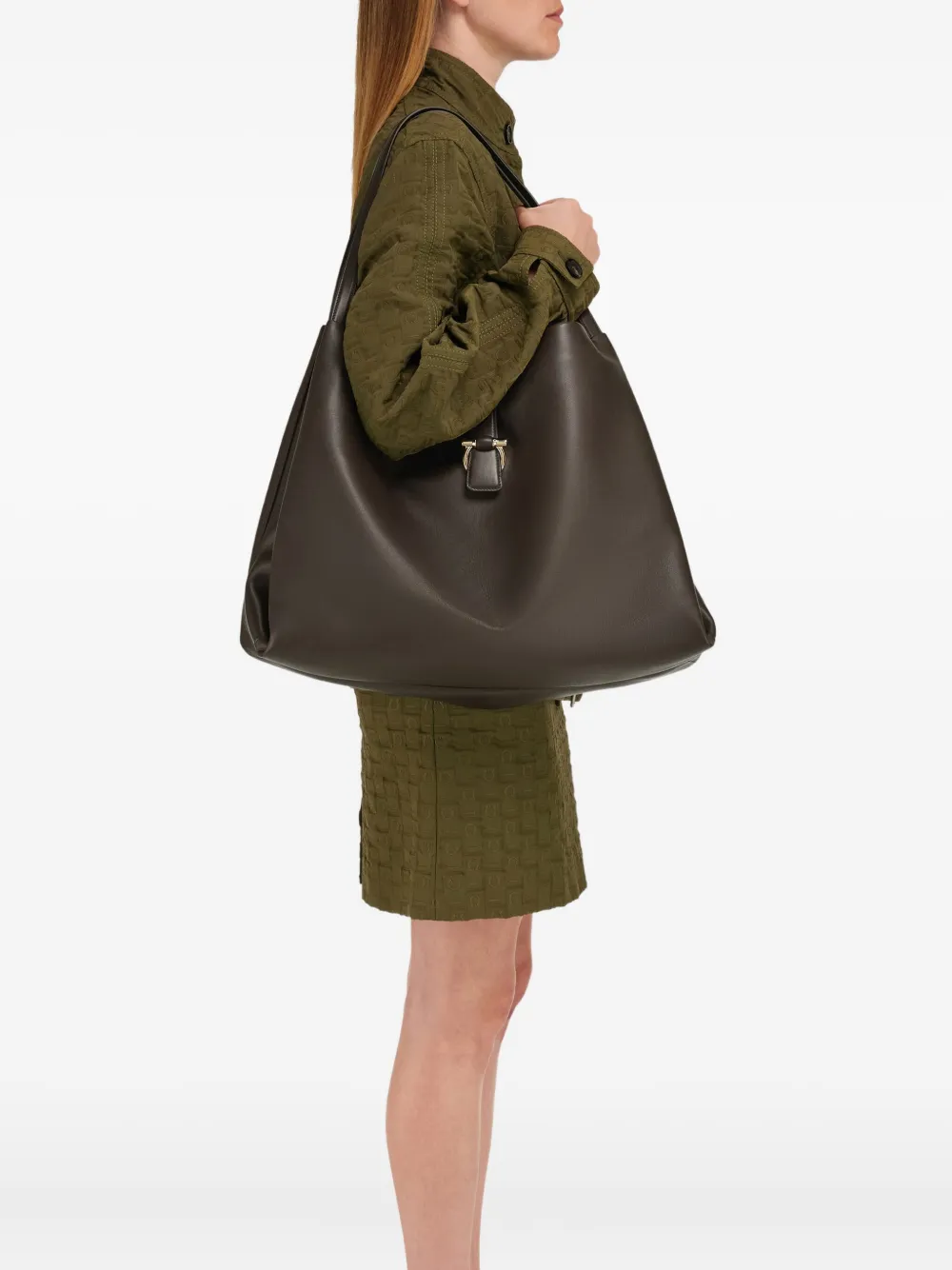 Ferragamo Leren shopper Grijs