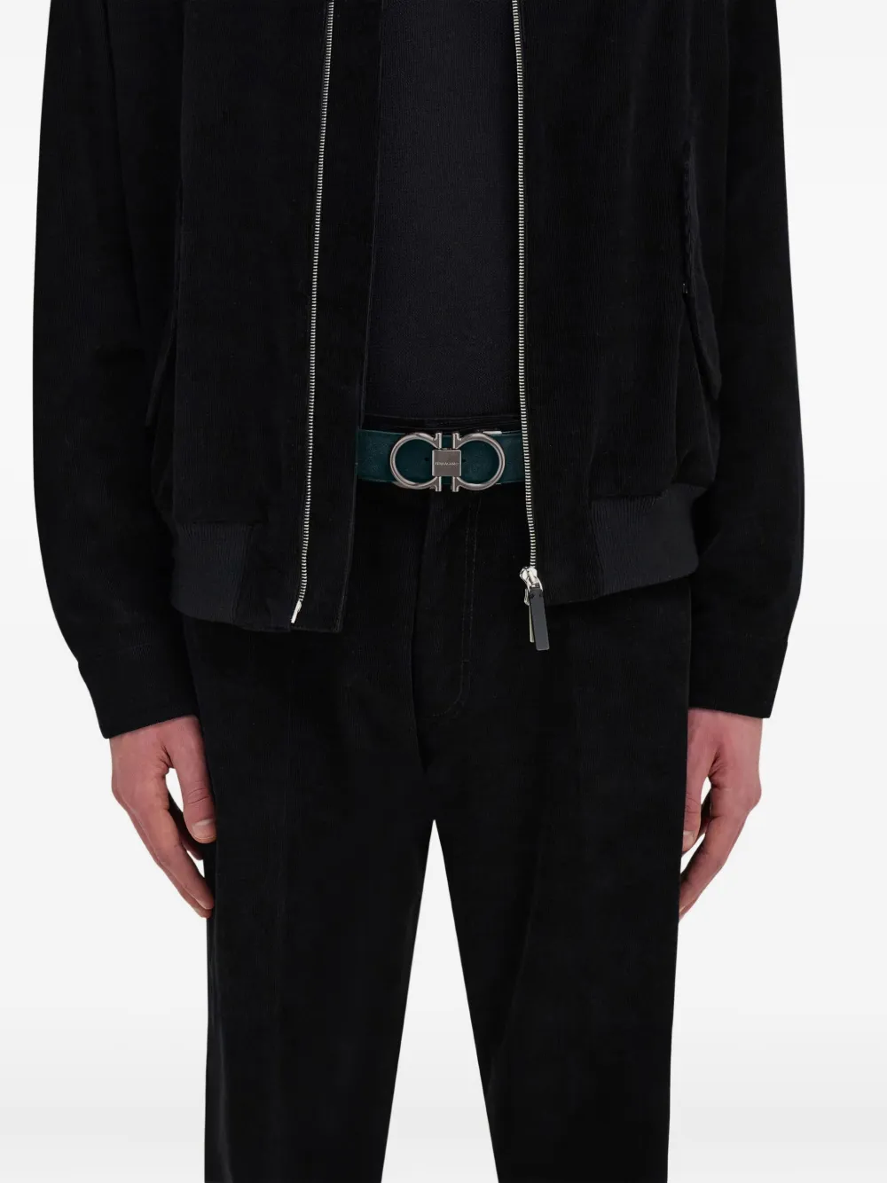 Ferragamo Gancini Suede Belt In Green
