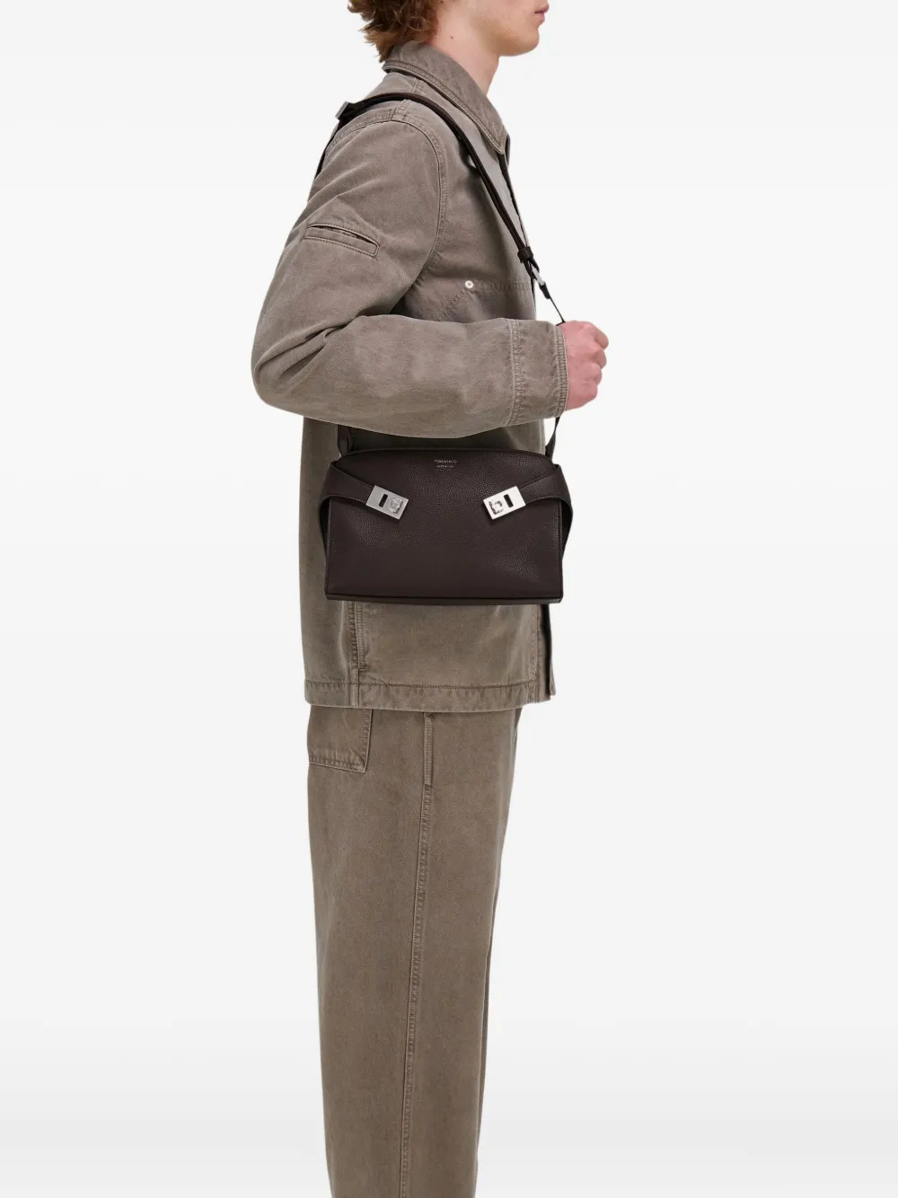 Shop Ferragamo Hug Messenger Bag