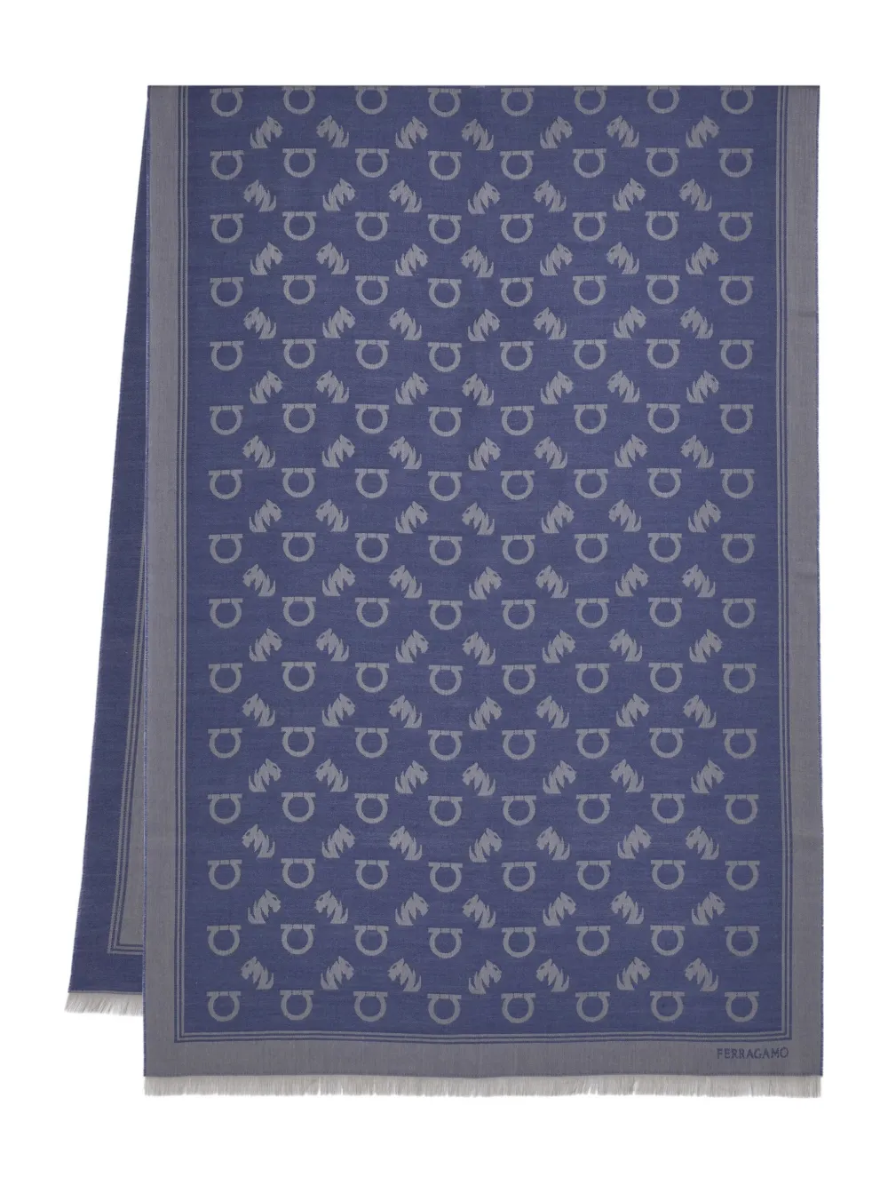 Ferragamo Sjaal met monogram Blauw
